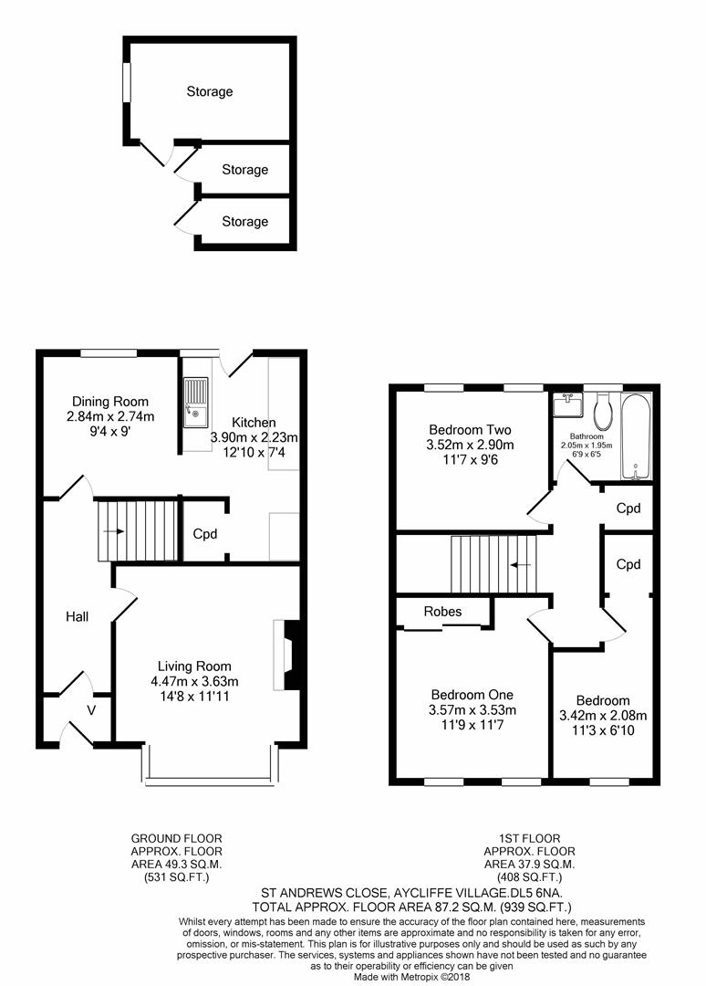 3, St Andrews Close, Aycliffe Village floorplan