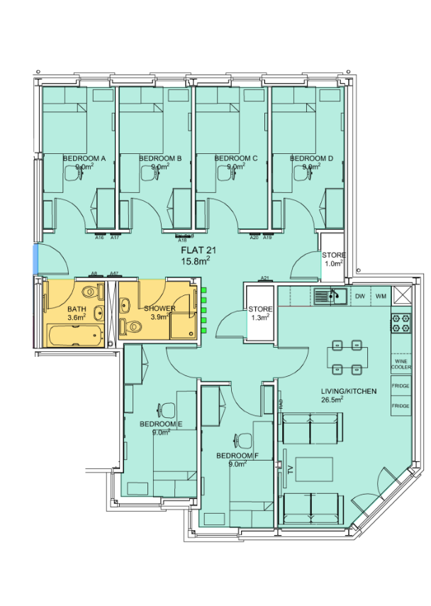 Flat 21, Anolha House, Stepney Lane, Newcastle upon Tyne floorplan
