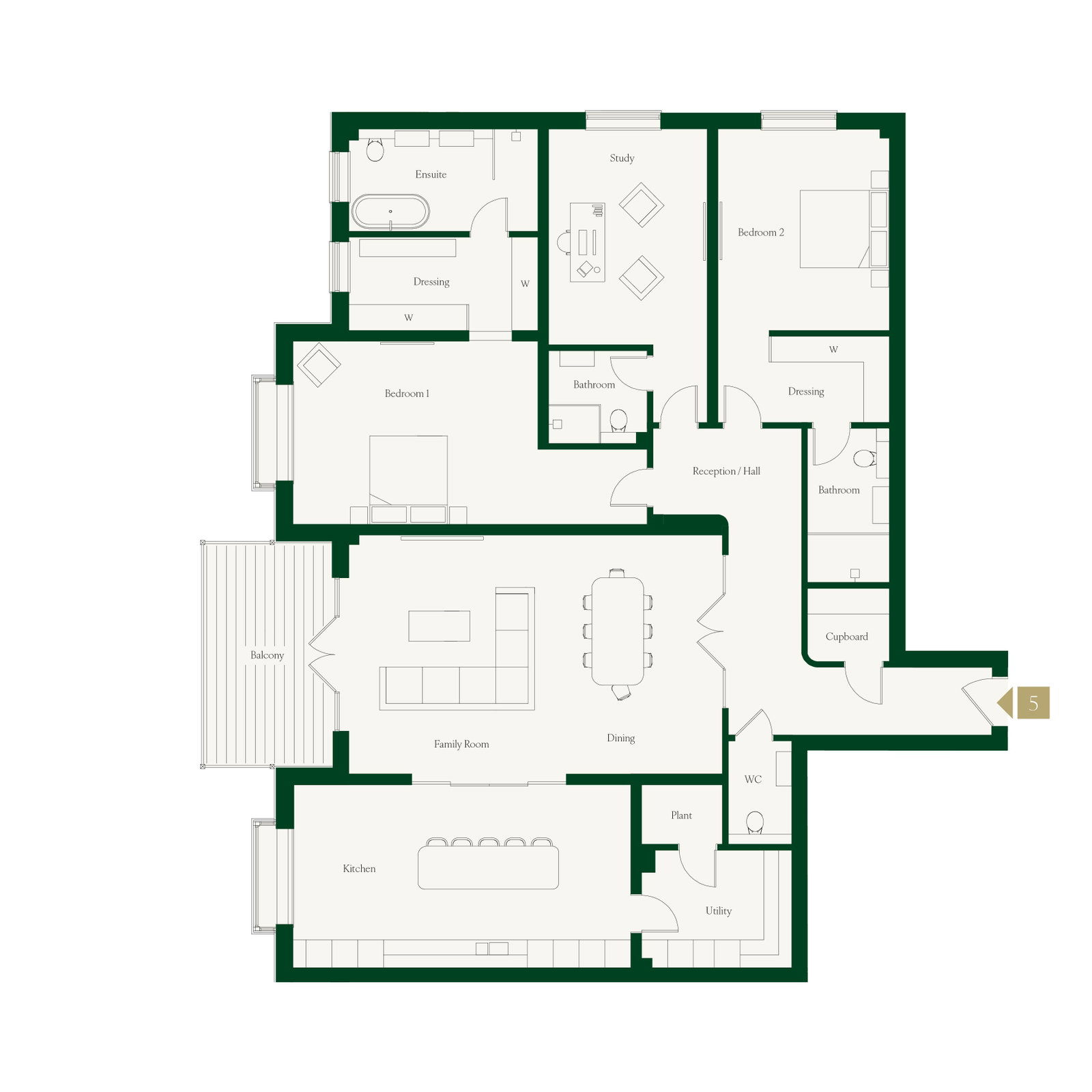 5, Flat  Wildacre, Northwood floorplan