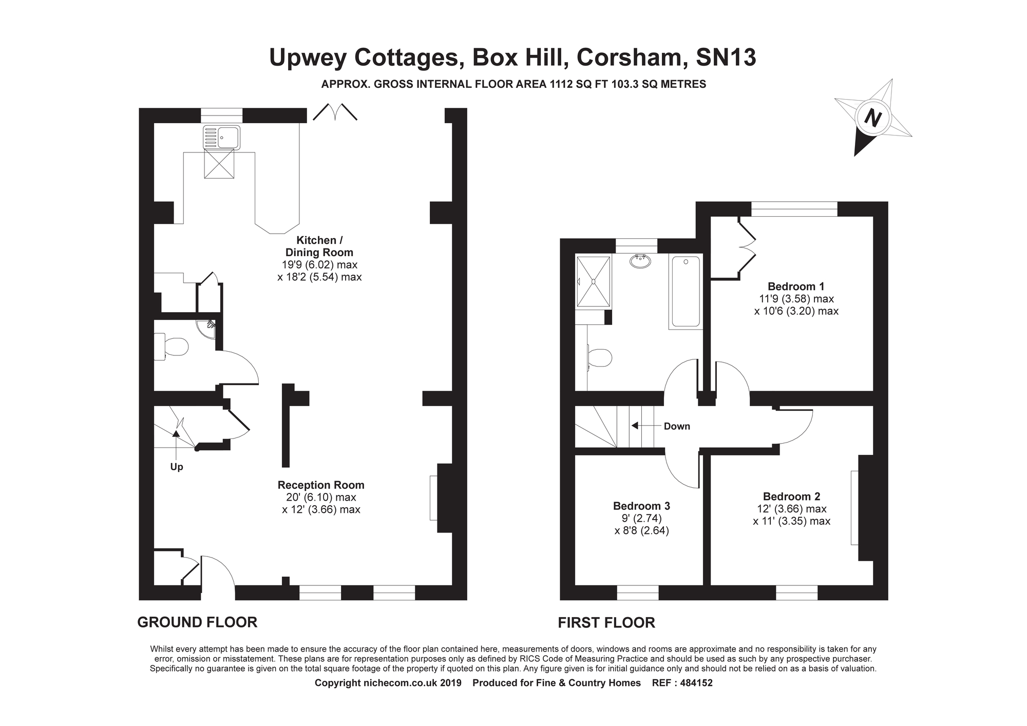 3 Bedrooms Terraced house for sale in Upwey Cottages, Box Hill, Box, Wiltshire SN13