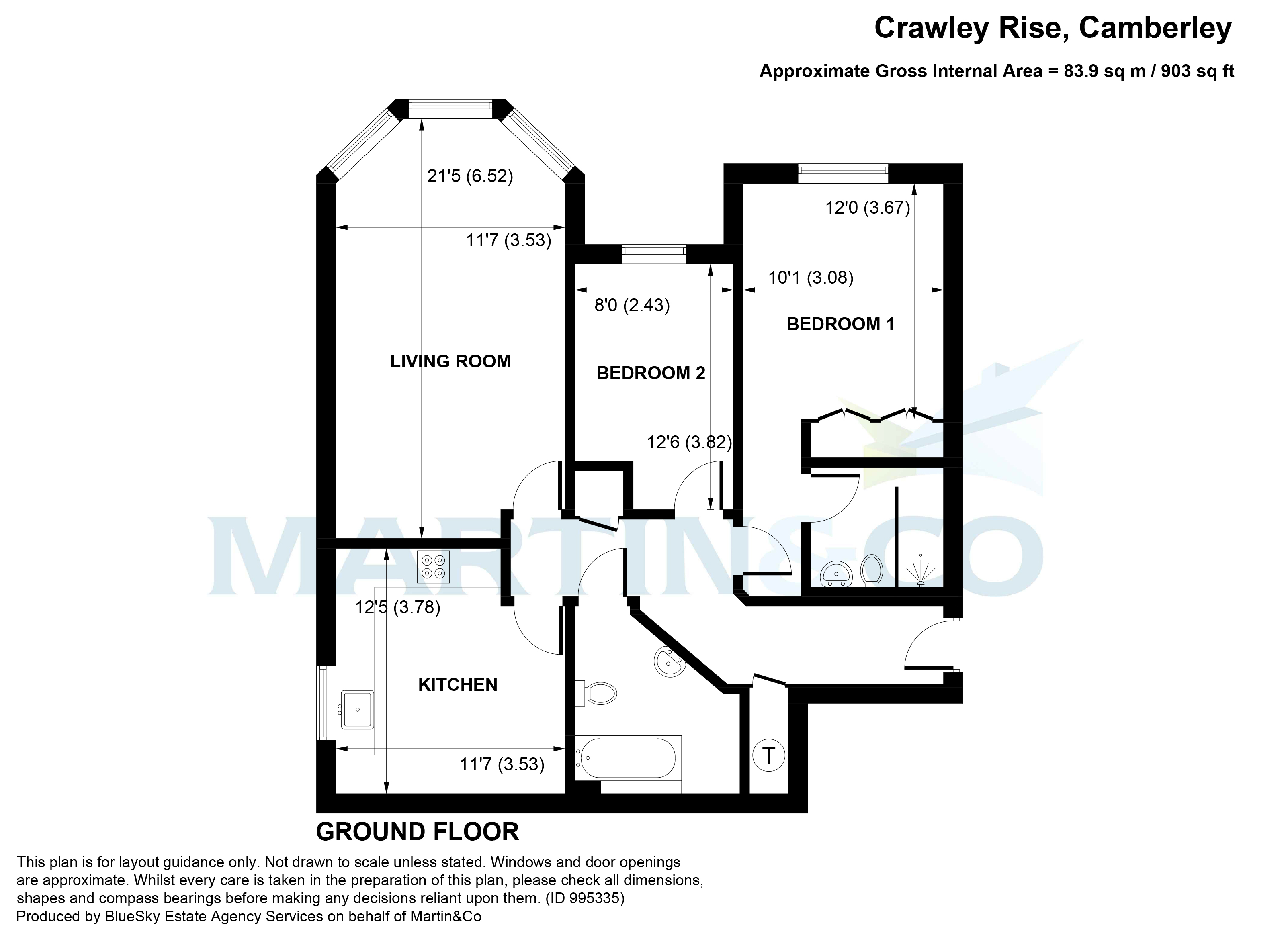 Flat 4 Crawley Rise, 18, Portsmouth Road, Camberley floorplan