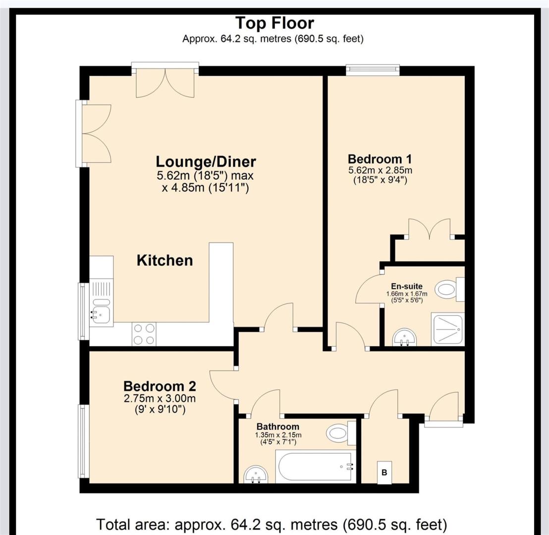 Apartment 61, Caldon House, Waxlow Way, Northolt floorplan