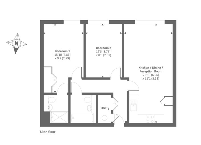 2 Bedrooms Flat to rent in The Courtyard, Camberley GU15