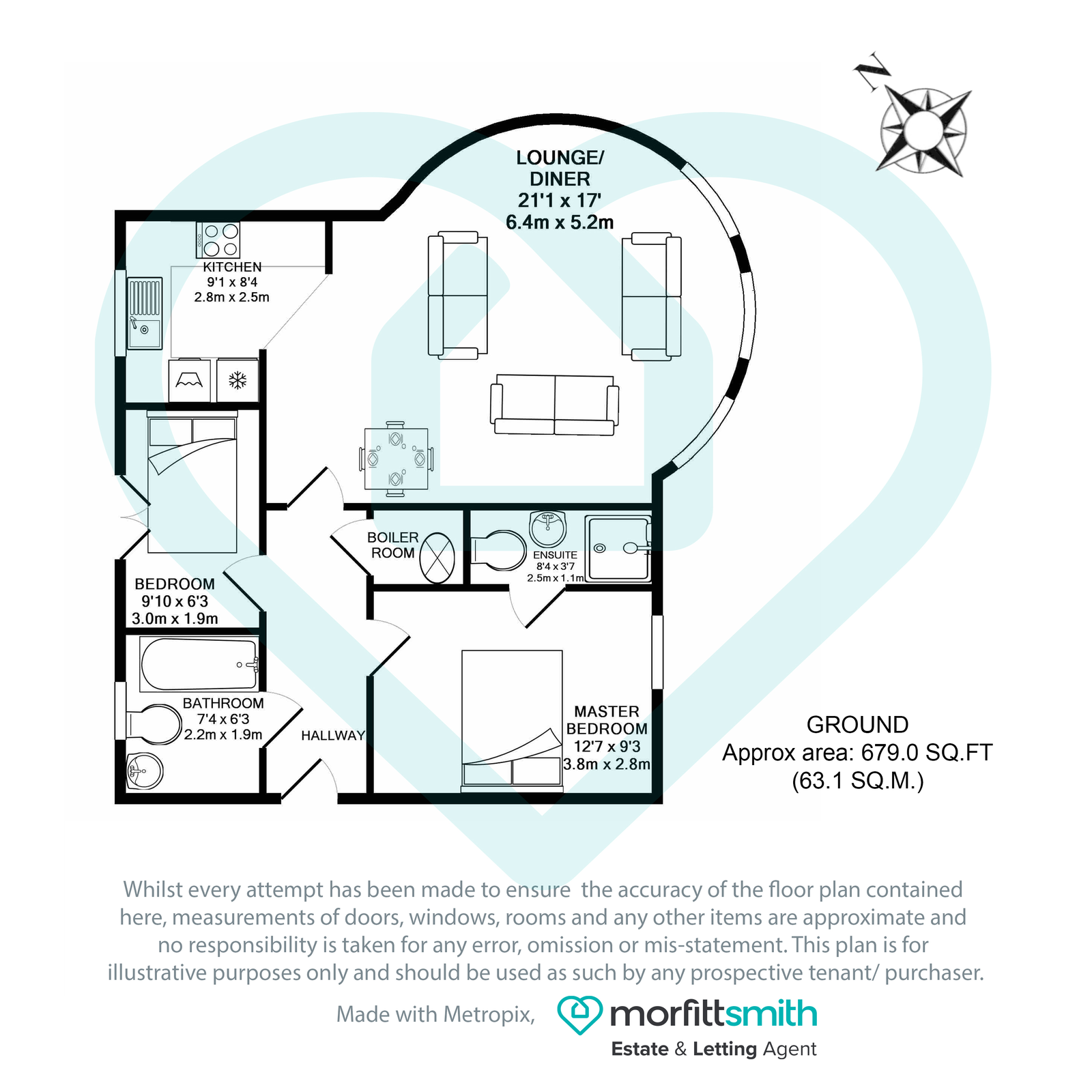 21,5 Hillside, Holywell Heights, Sheffield floorplan