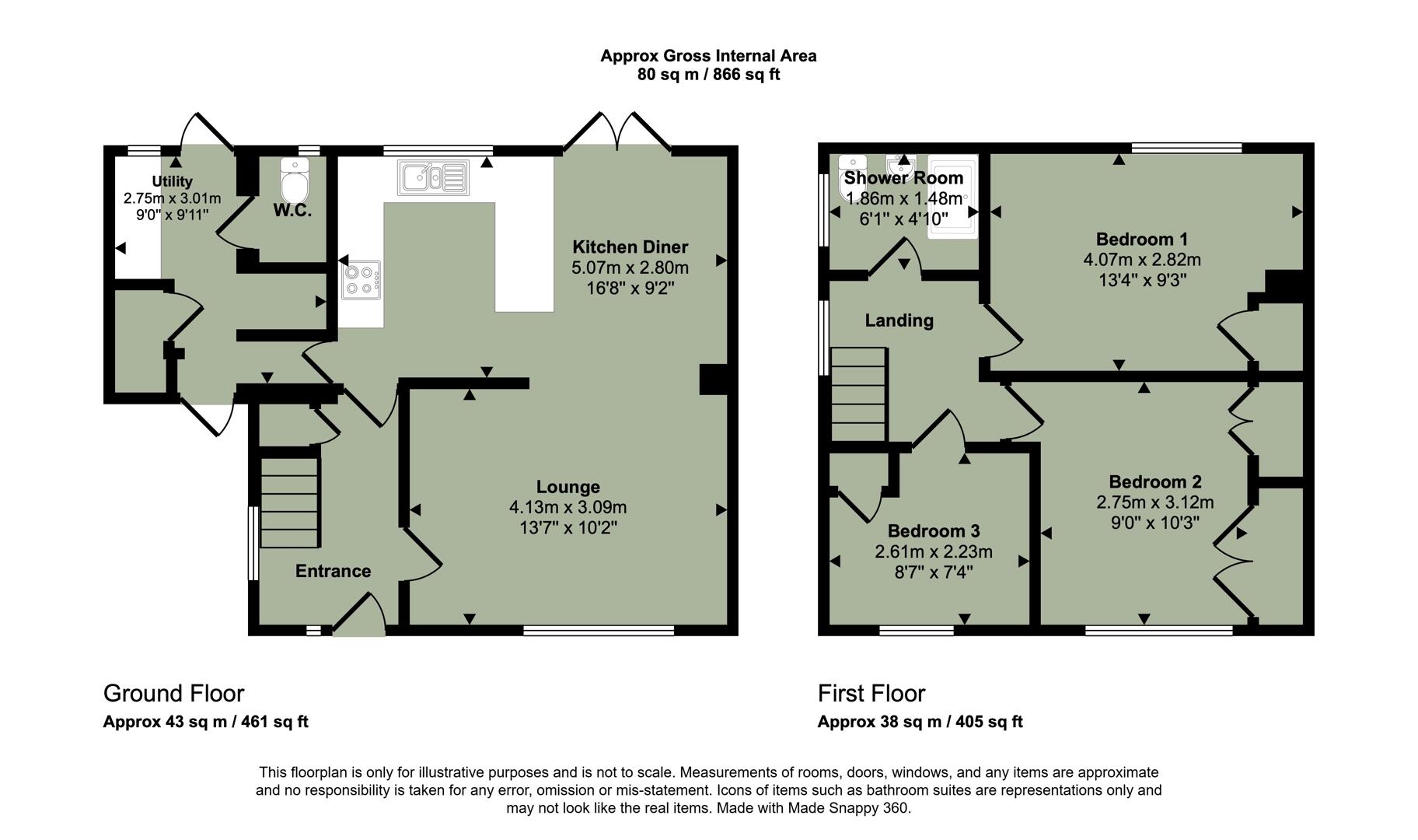 1, Whitland Close, Cardiff floorplan
