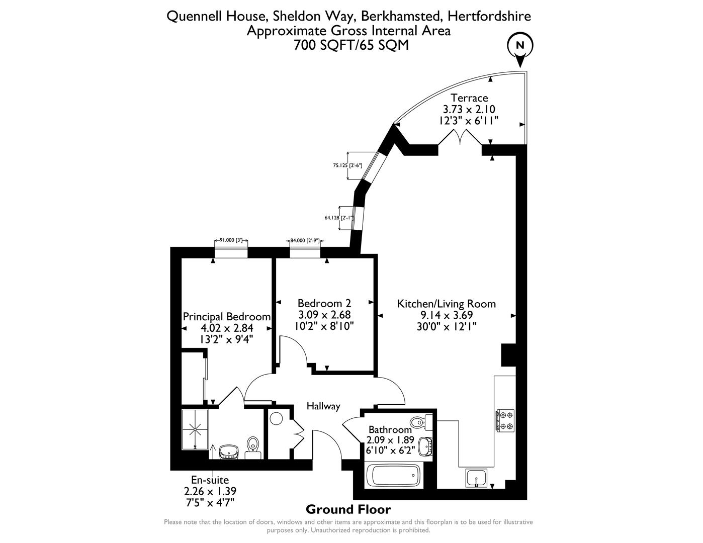 2 Quennell House, Sheldon Way, Berkhamsted floorplan
