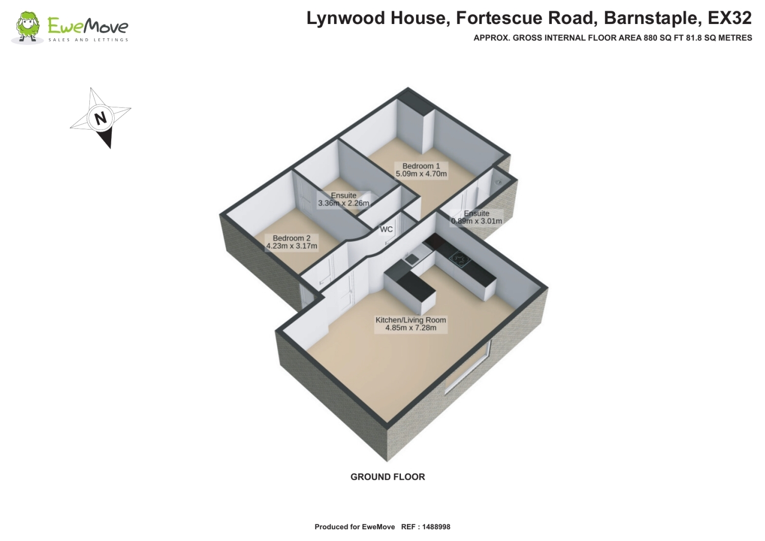 Flat 8, Lynwood House, Fortescue Road, Barnstaple floorplan