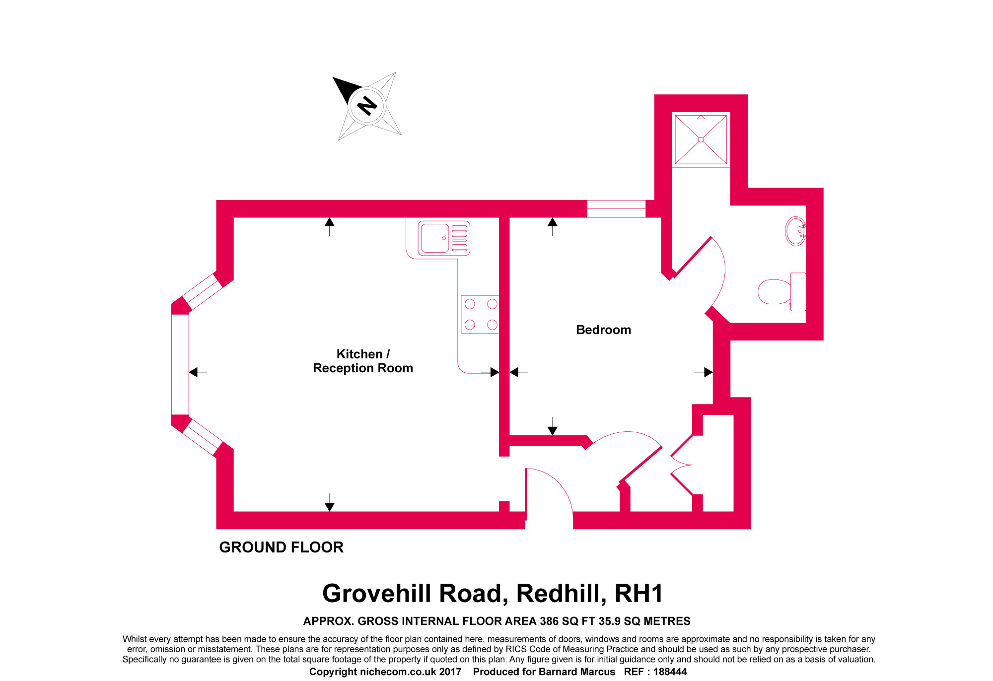 1 Bedrooms Flat for sale in Grovehill Road, Redhill RH1