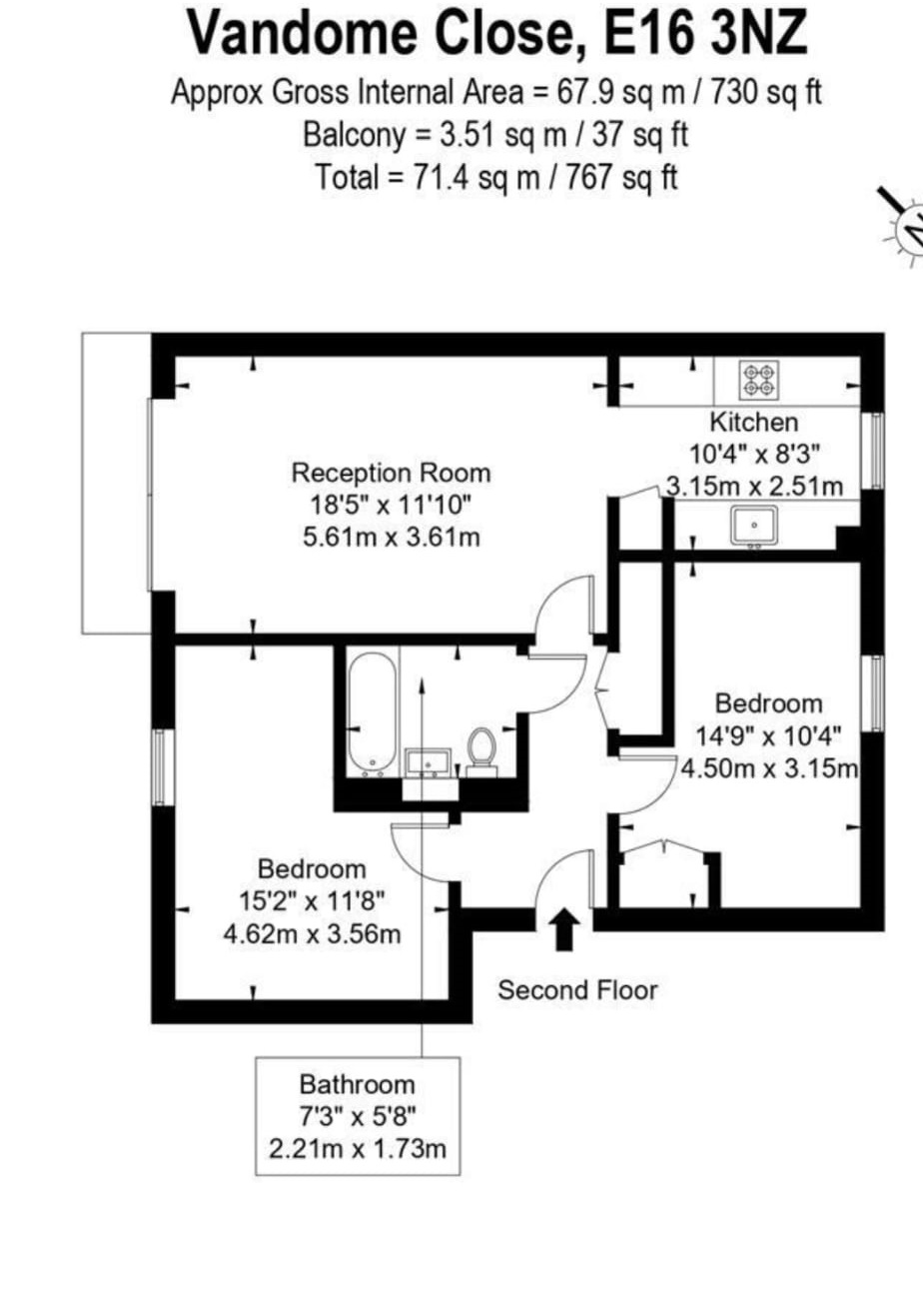 Flat 18, Helene House, Vandome Close, London floorplan