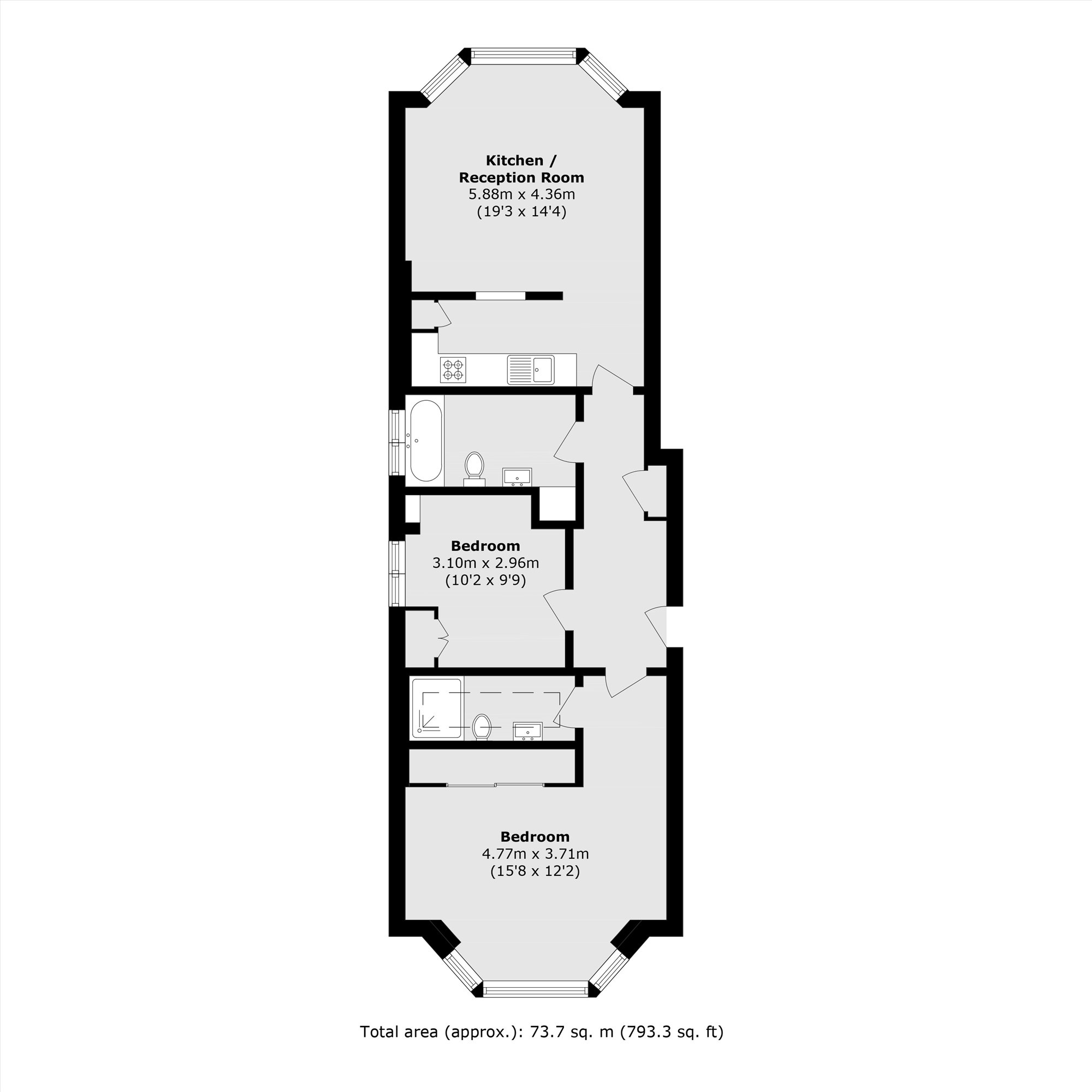 Flat C, White Friars Court, 77, Compayne Gardens, London floorplan