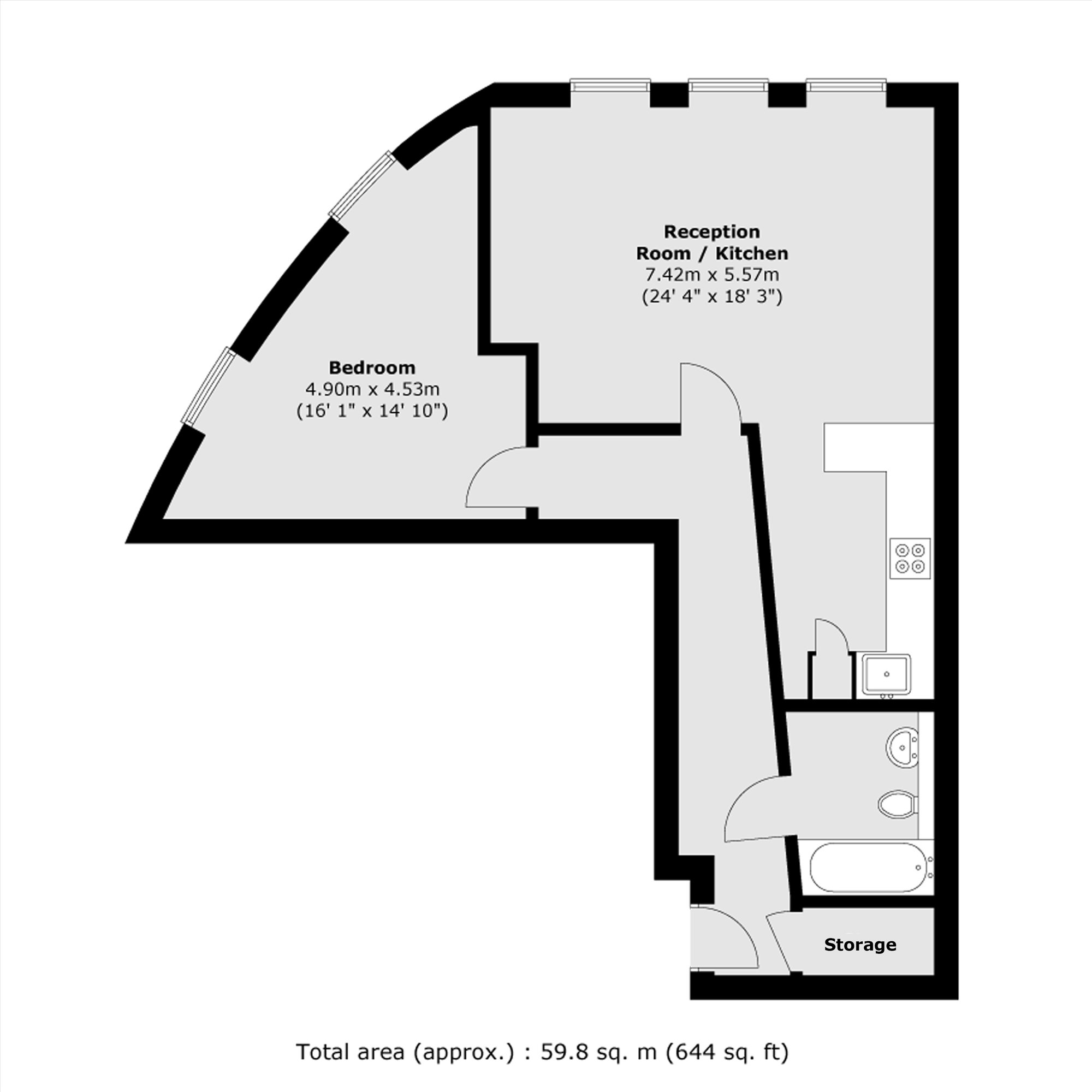 Flat 9, Century Apartments, 1, Willesden Lane, London floorplan