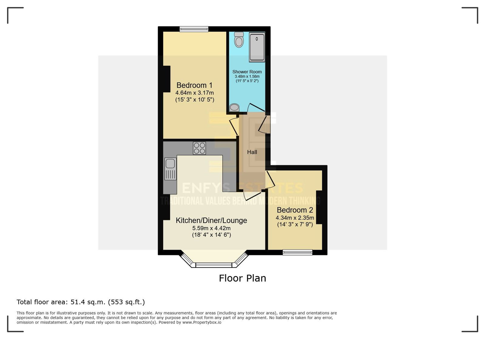 13,Flat 2, Augusta Street, Llandudno floorplan