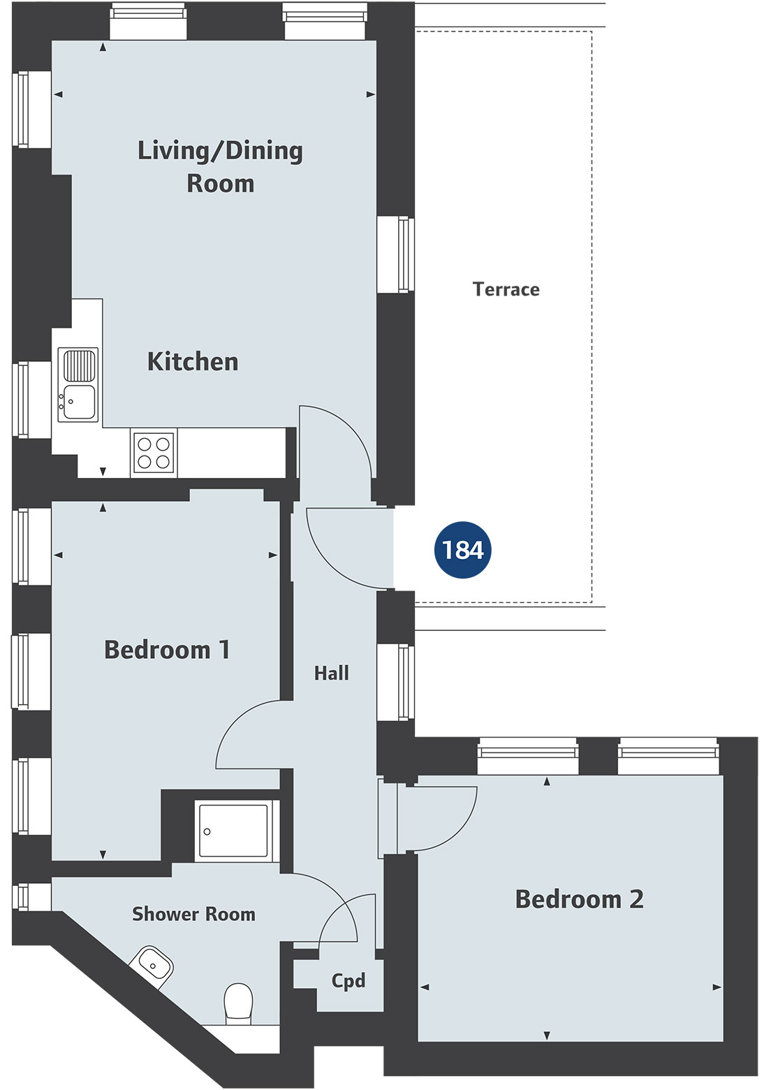 2 Bedrooms Flat for sale in 