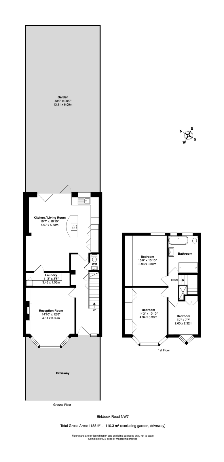 52 Birkbeck Road, Mill Hill, London floorplan