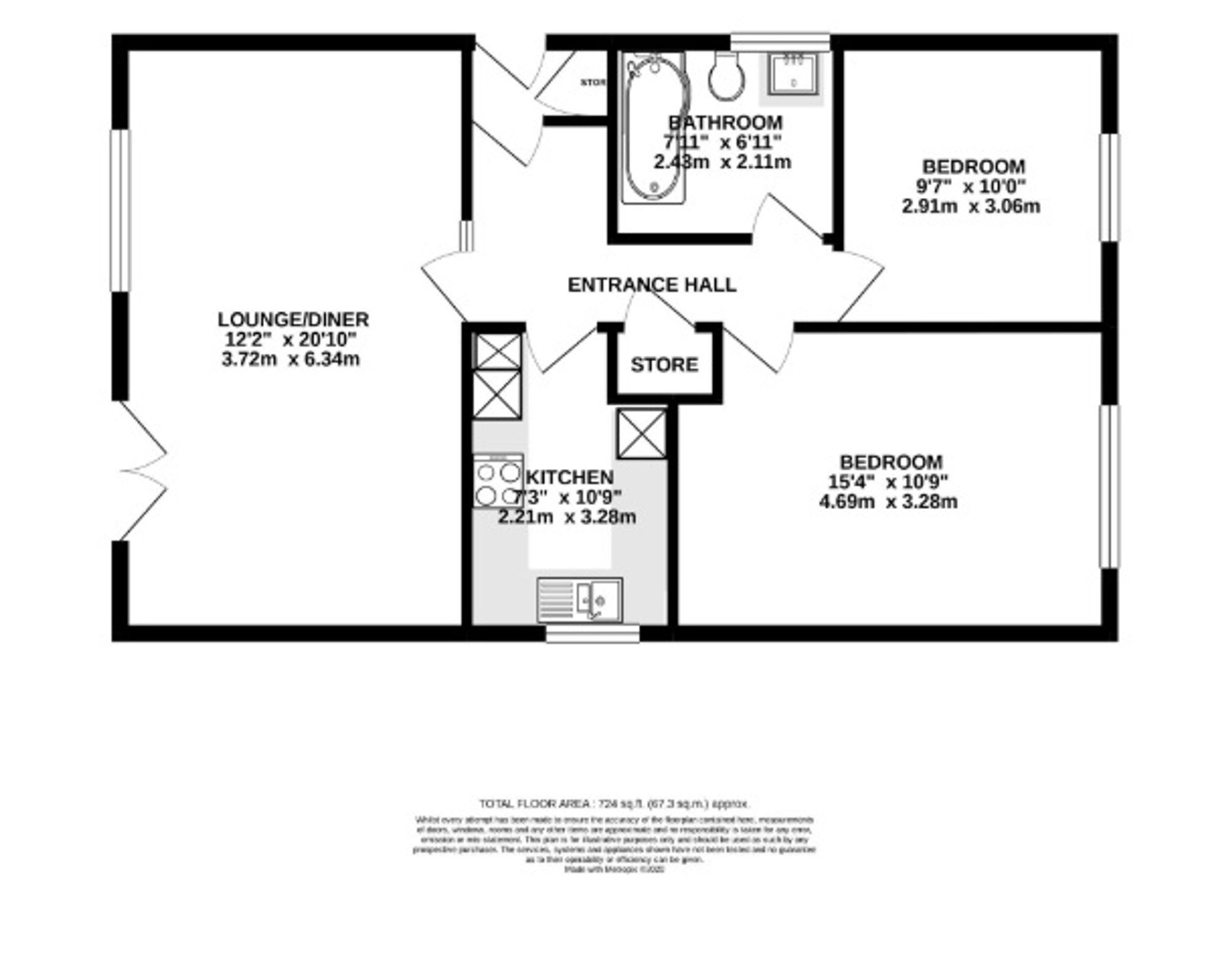 Flat 3, Buckingham Court, Sutton floorplan