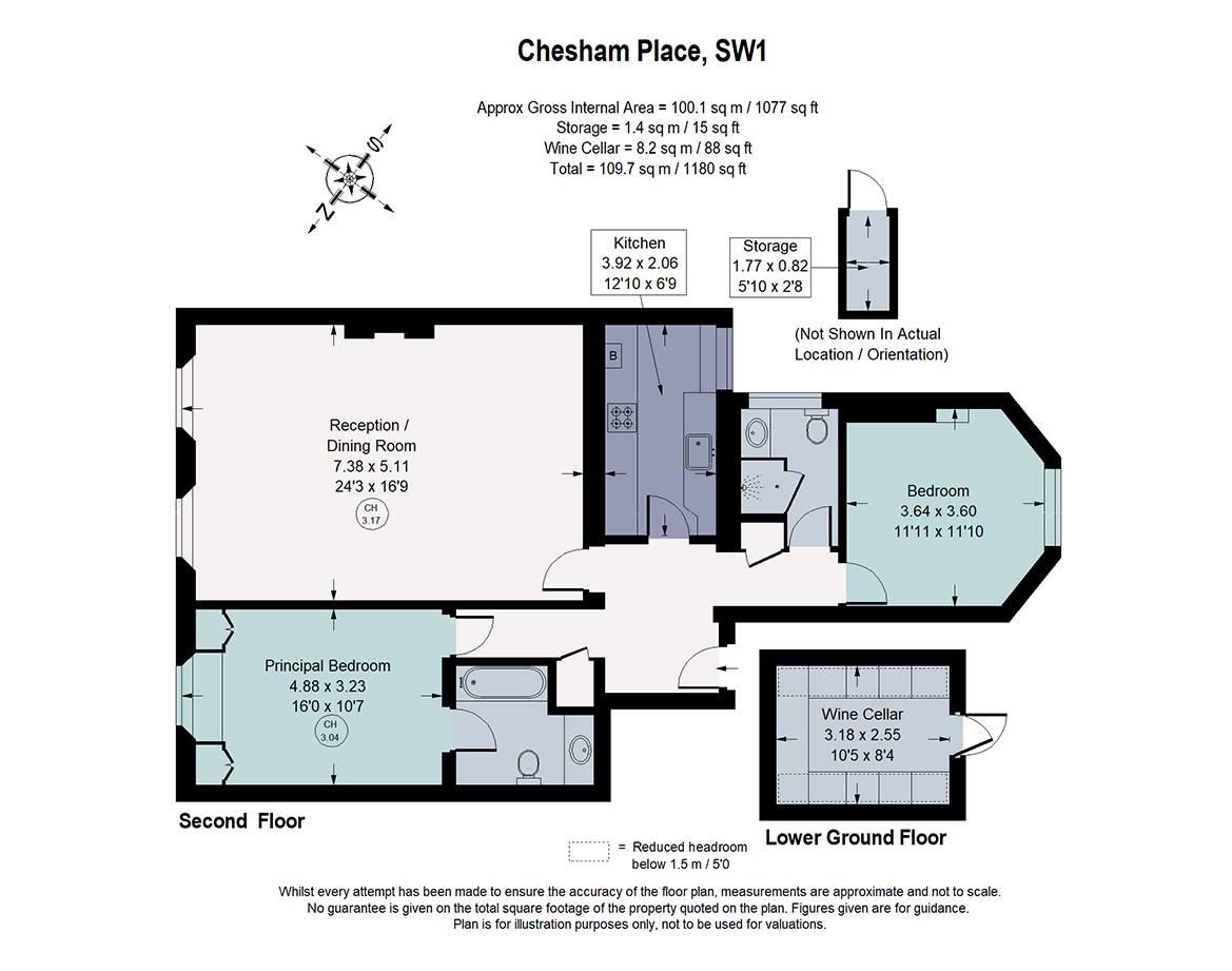 Flat 4 (2nd Floor), 28, Chesham Place, London floorplan
