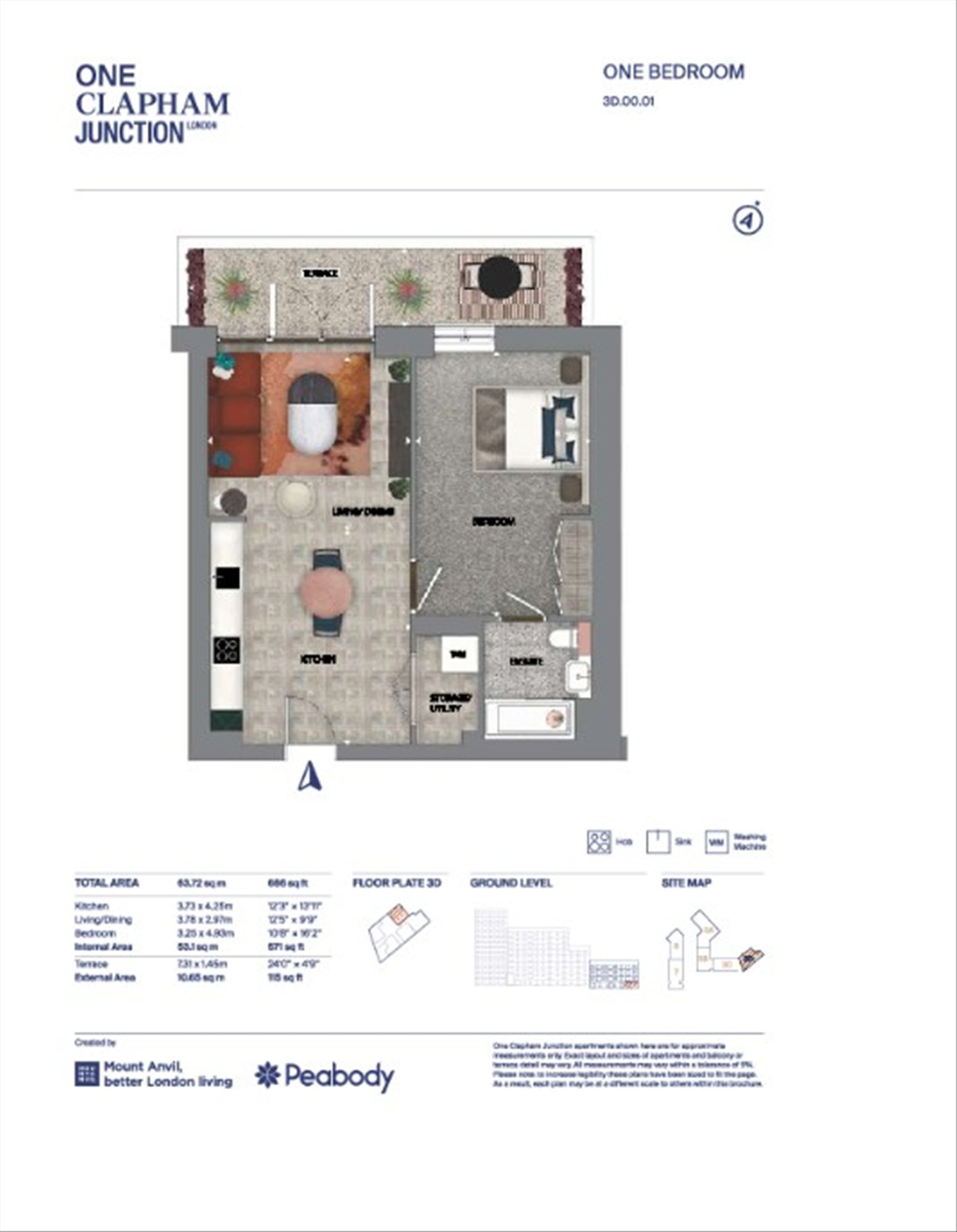 3B.08.05, The Arrival, One Clapham, Battersea floorplan