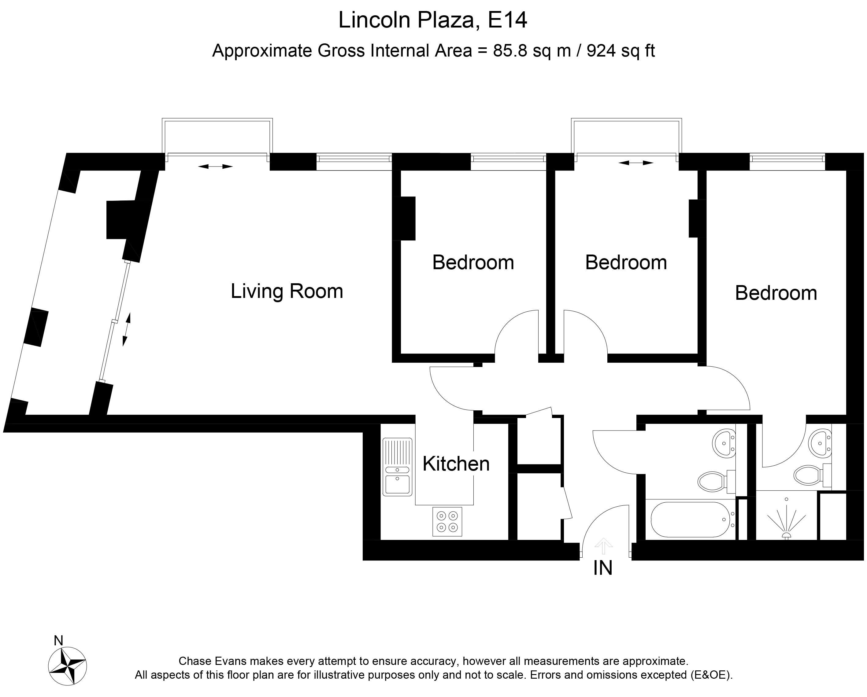 3 Bedrooms Flat to rent in Talisman Tower, Lincoln Plaza, Canary Wharf E14