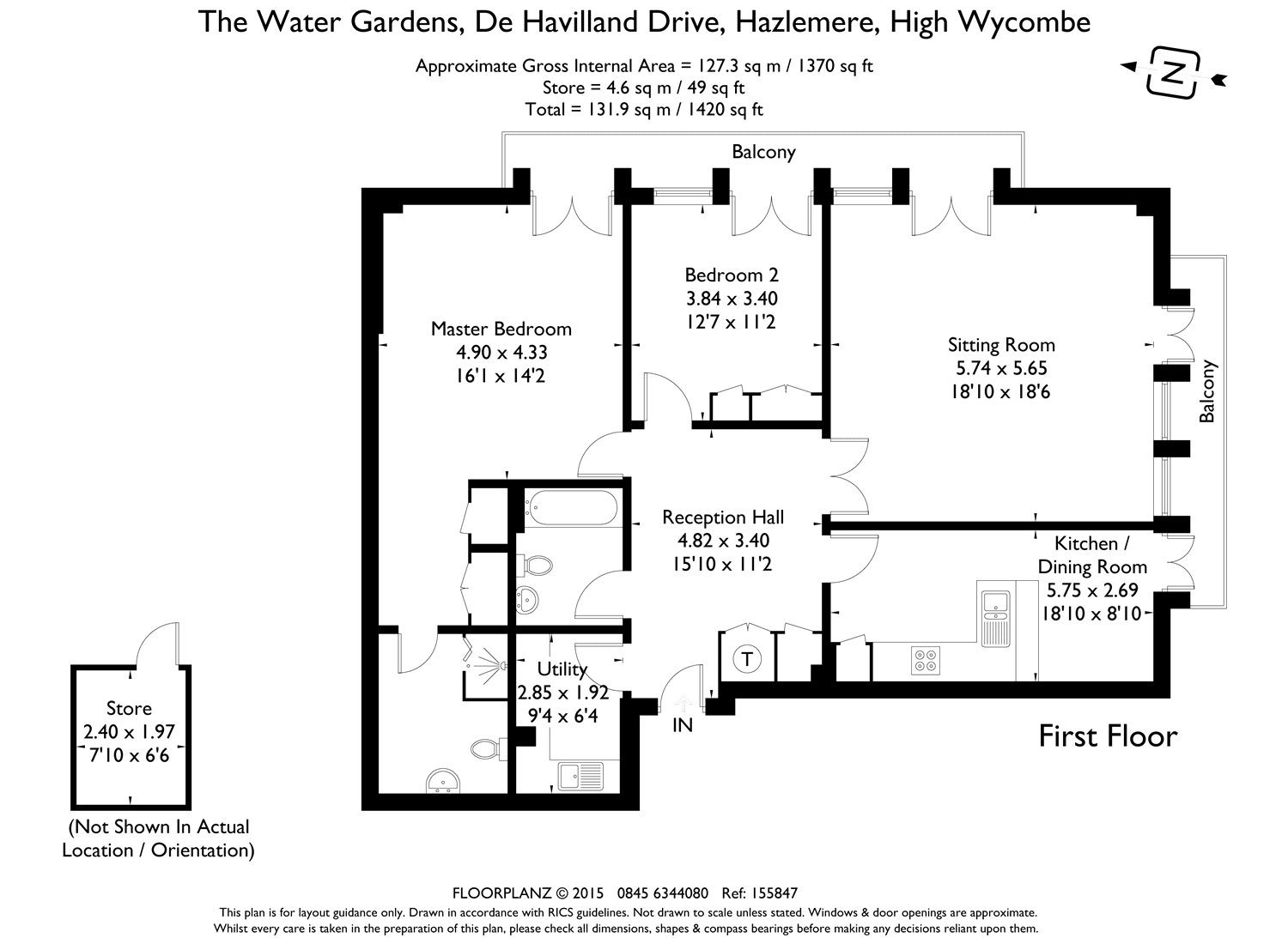 2 Bedrooms Flat for sale in The Water Gardens, De Havilland Drive, Hazlemere, Buckinghamshire HP15