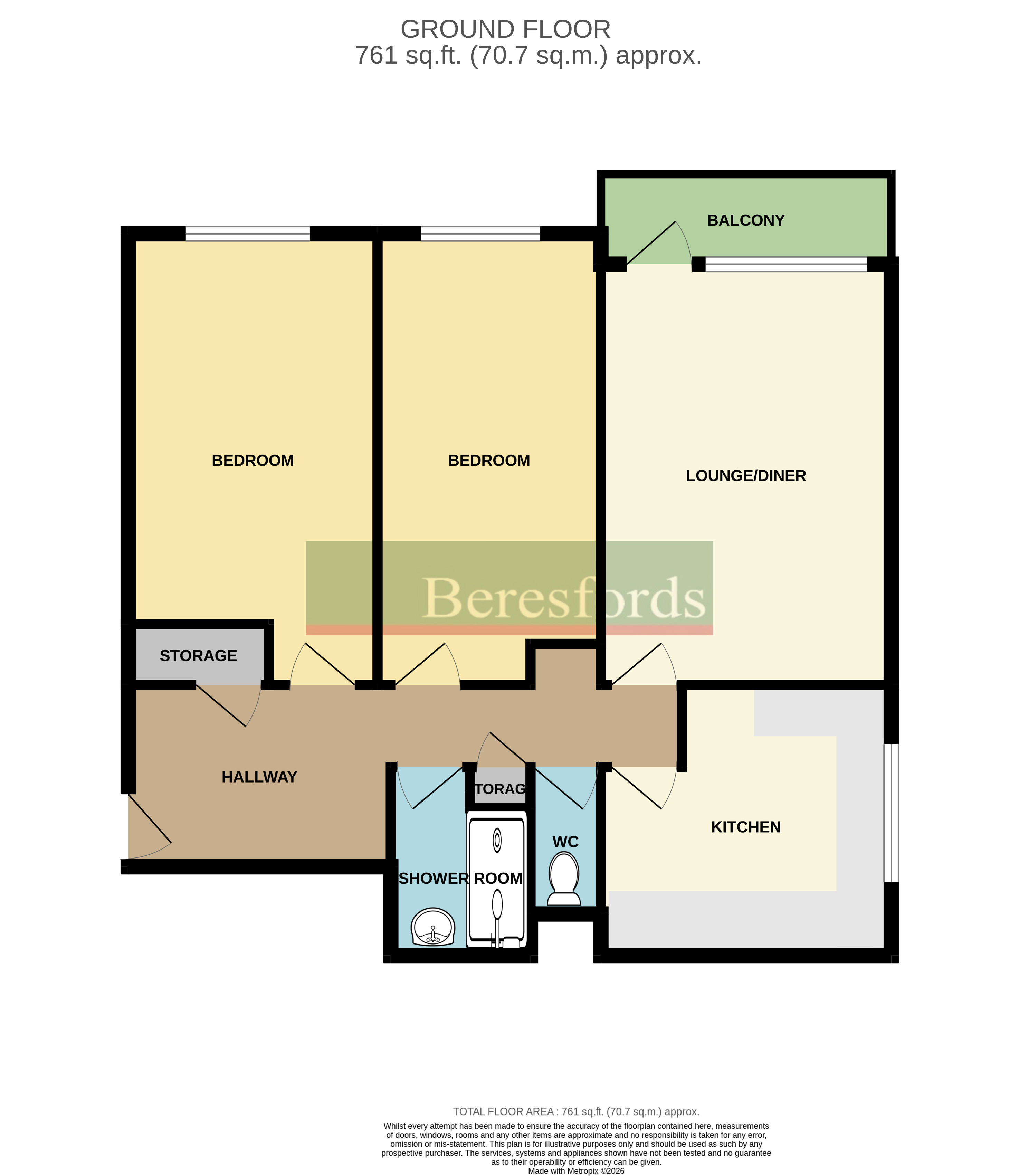 Flat 37, Uphavering House,, Parkhill Close, Hornchurch floorplan