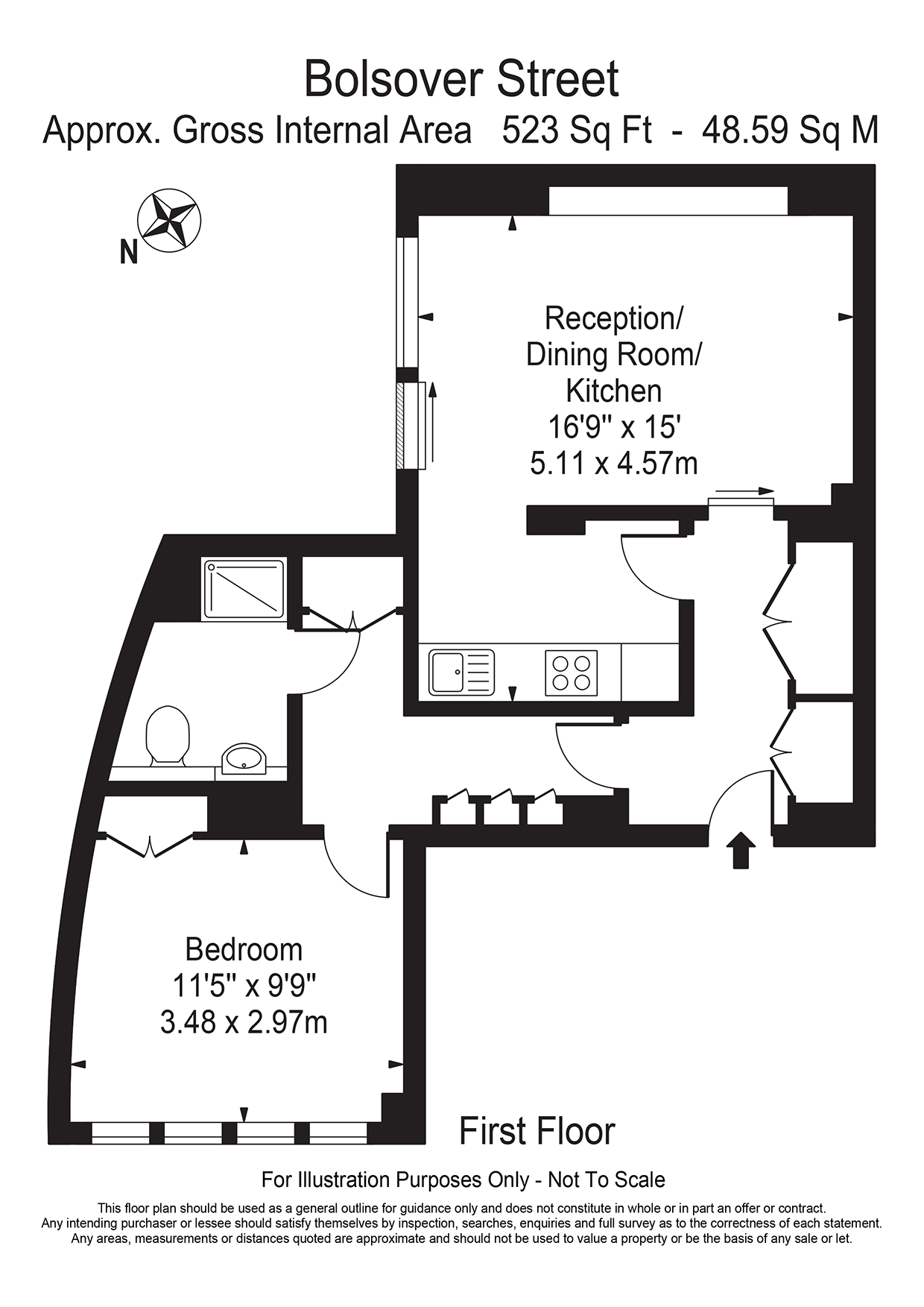 Flat 8, 19, Bolsover Street, London floorplan