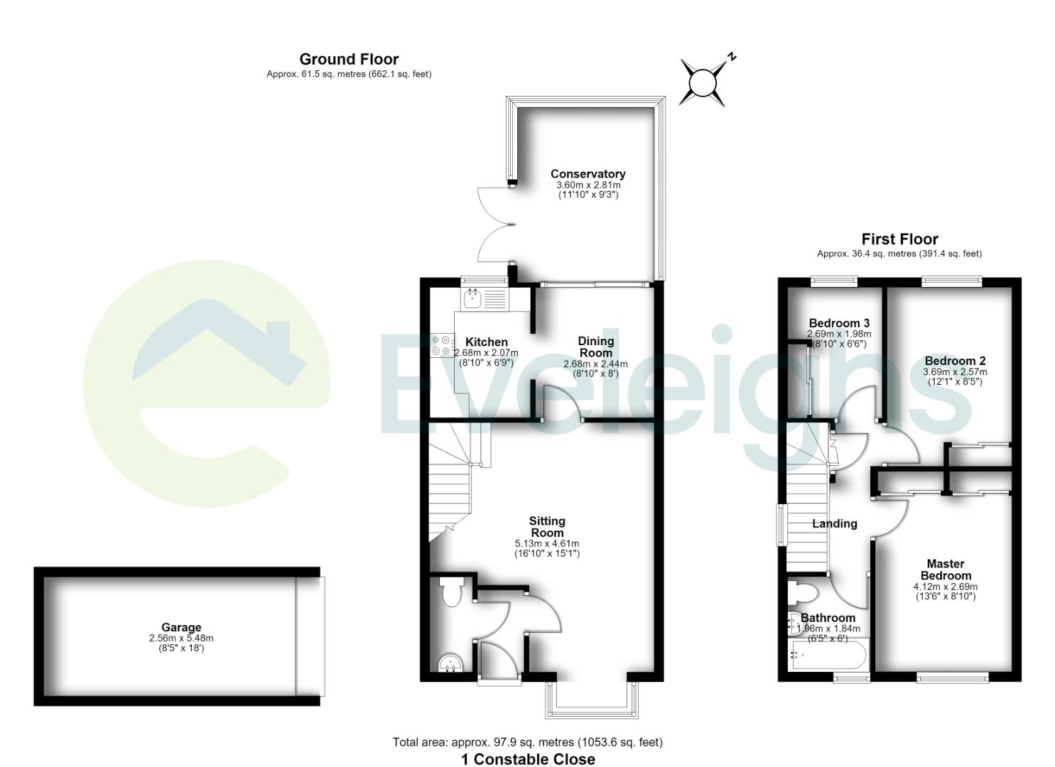 1, Constable Close, Bristol floorplan