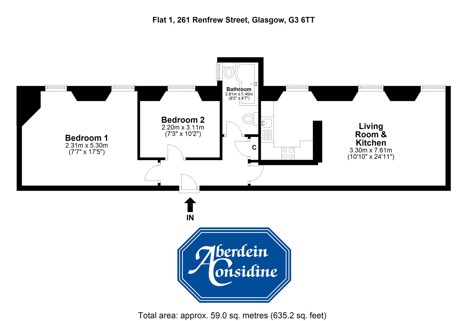 2 Bedrooms Flat for sale in Flat 1, Renfrew Street, Glasgow, Lanarkshire G3