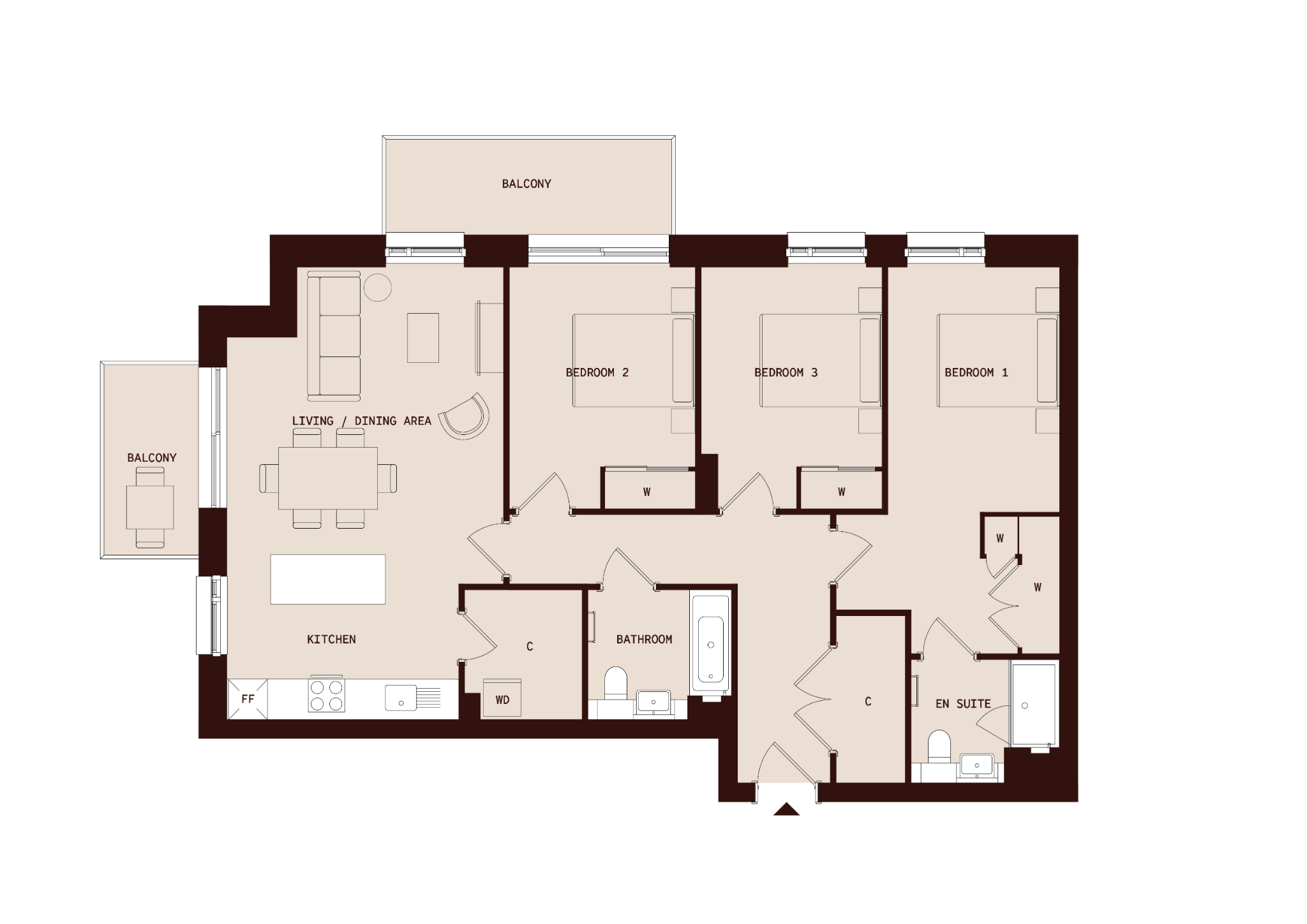 Flat 107, Delfino House, 21 Beaufort Square, Colindale floorplan