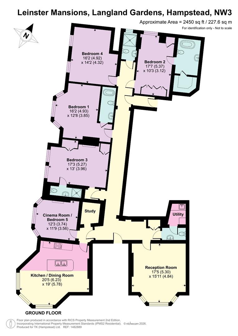 Flat 9, Leinster Mansions, 1, Langland Gardens, Hampstead floorplan