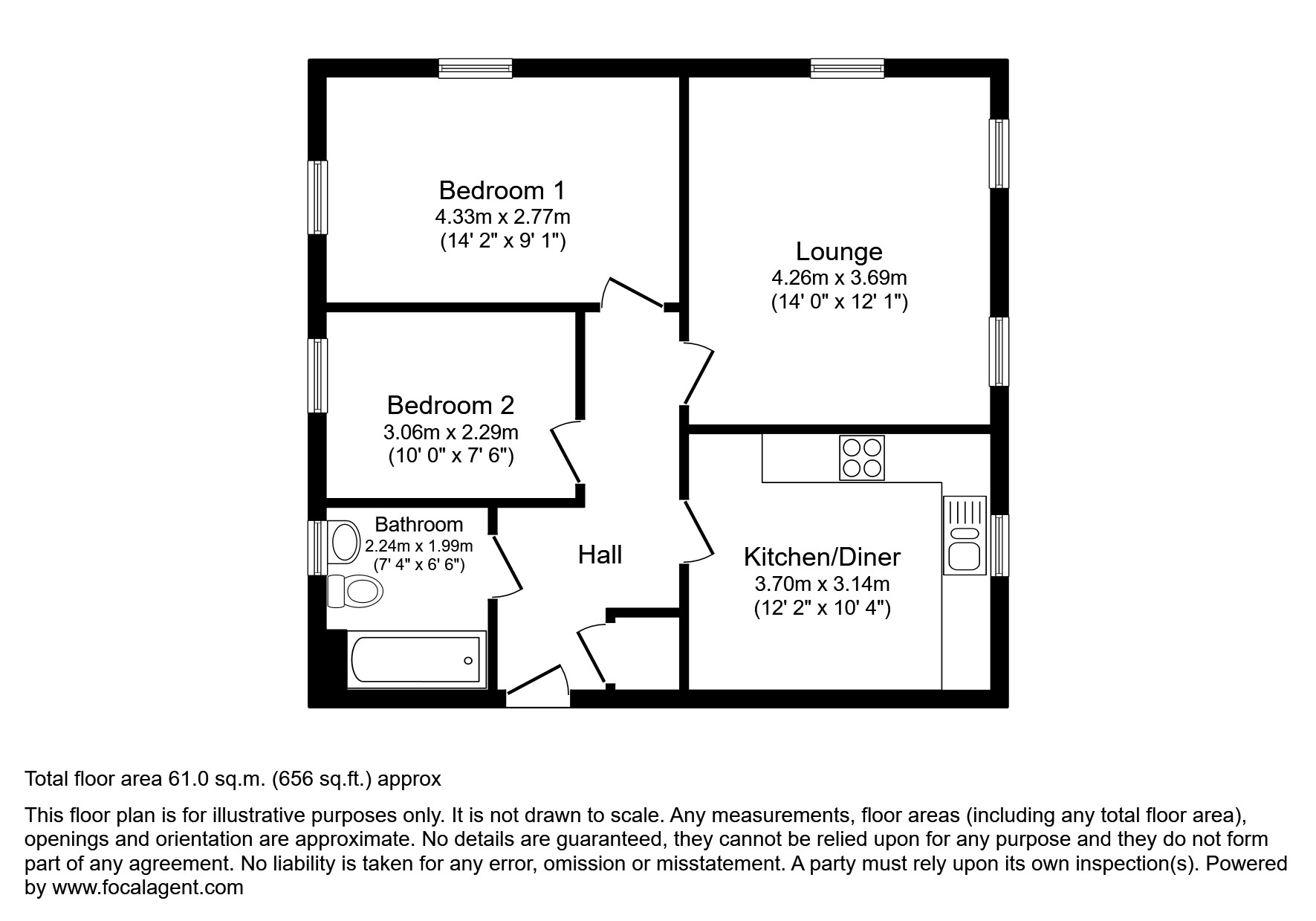 Flat 1, Sir Ector House, Stret Constantine floorplan