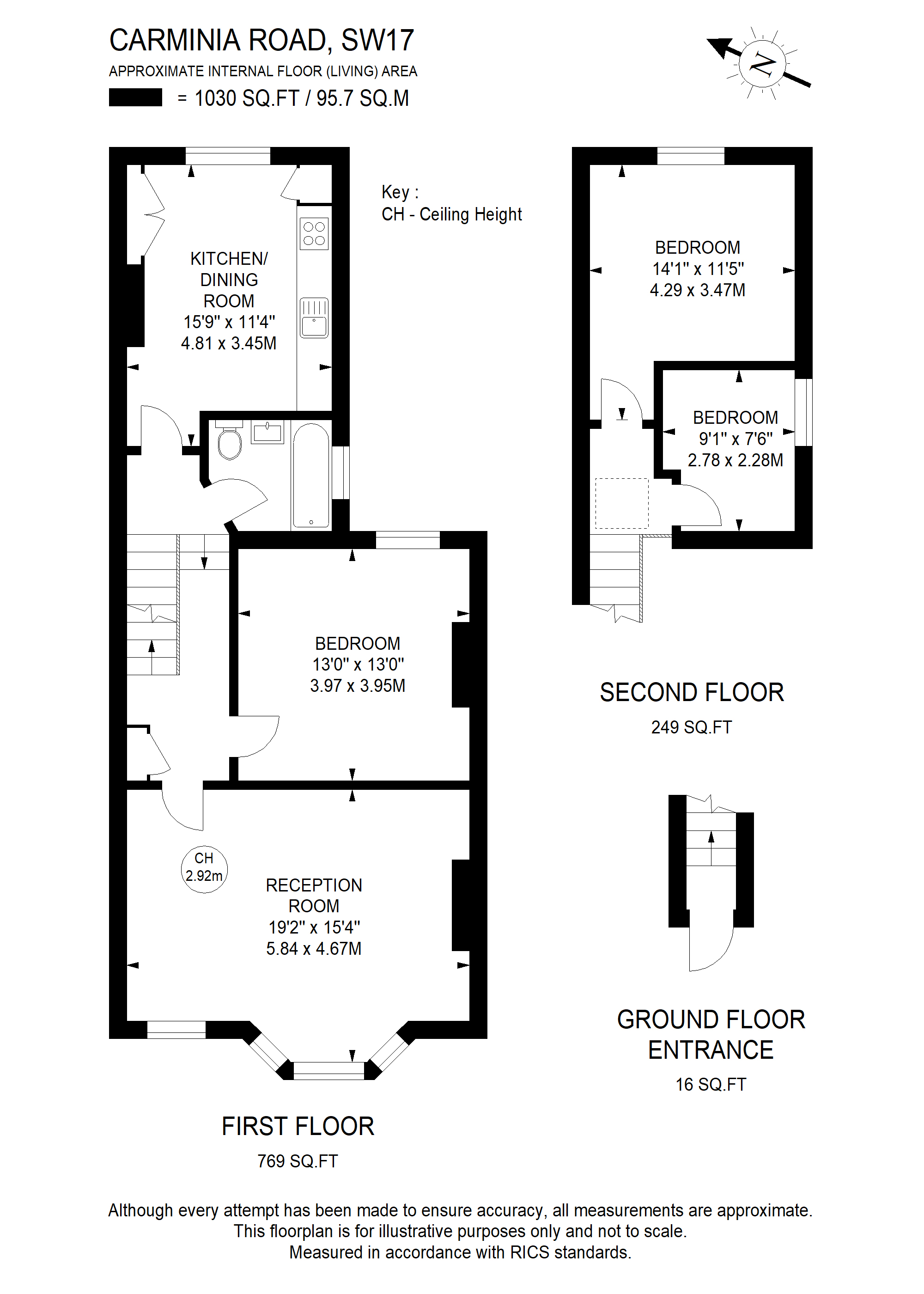 Upper Maisonette, 15, Carminia Road, London floorplan