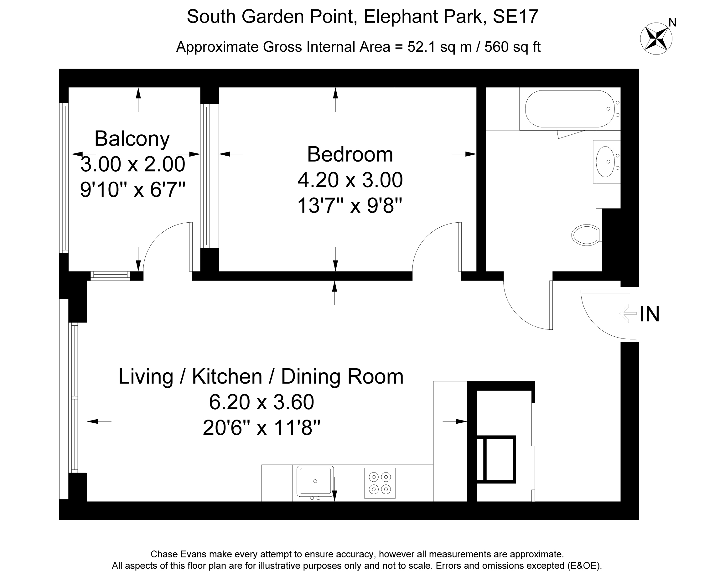 1 Bedrooms Flat to rent in Baldwin Point, Elephant Park, Elephant & Castle SE17