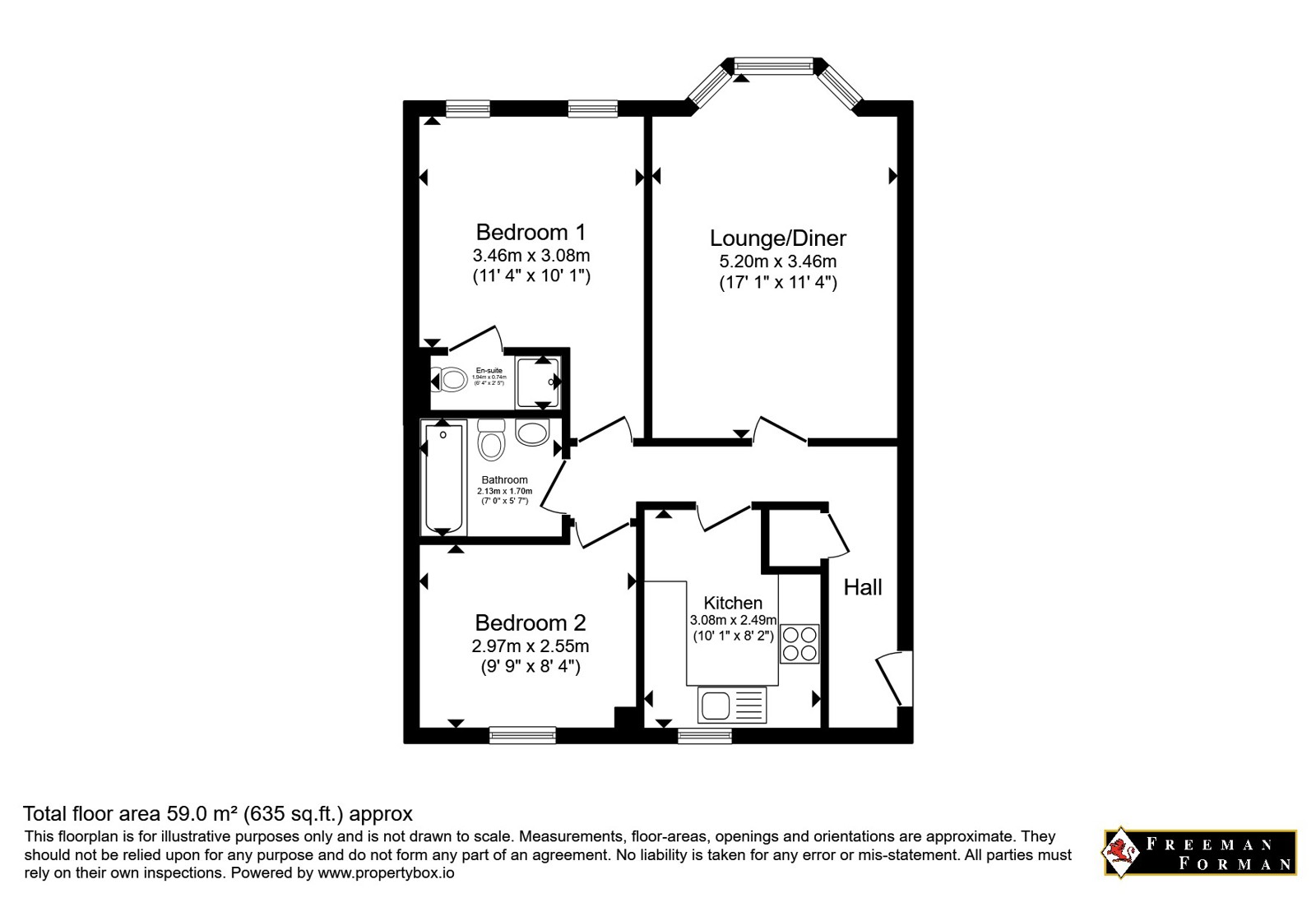 Flat 1, Cavendish Court 52-54,, Hadlow Road, Kent floorplan