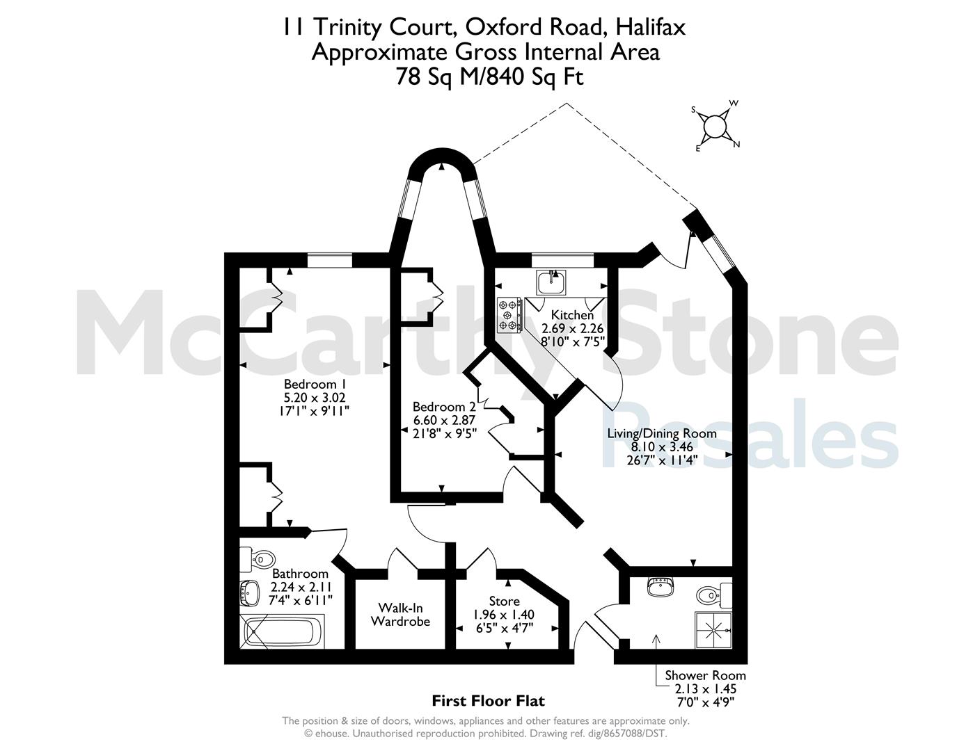 11 Trinity Court, Oxford Road, Halifax floorplan