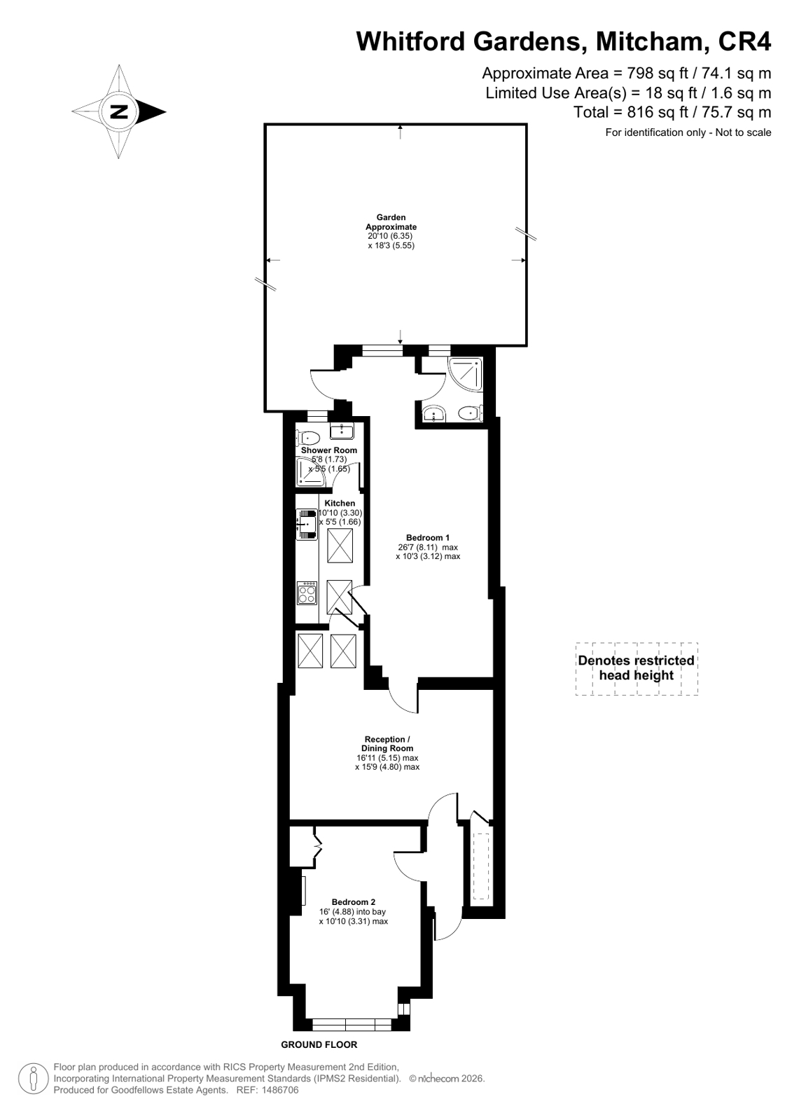 32, Whitford Gardens, Mitcham floorplan