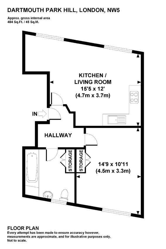 1 Bedrooms Flat to rent in Dartmouth Park Hill, London NW5