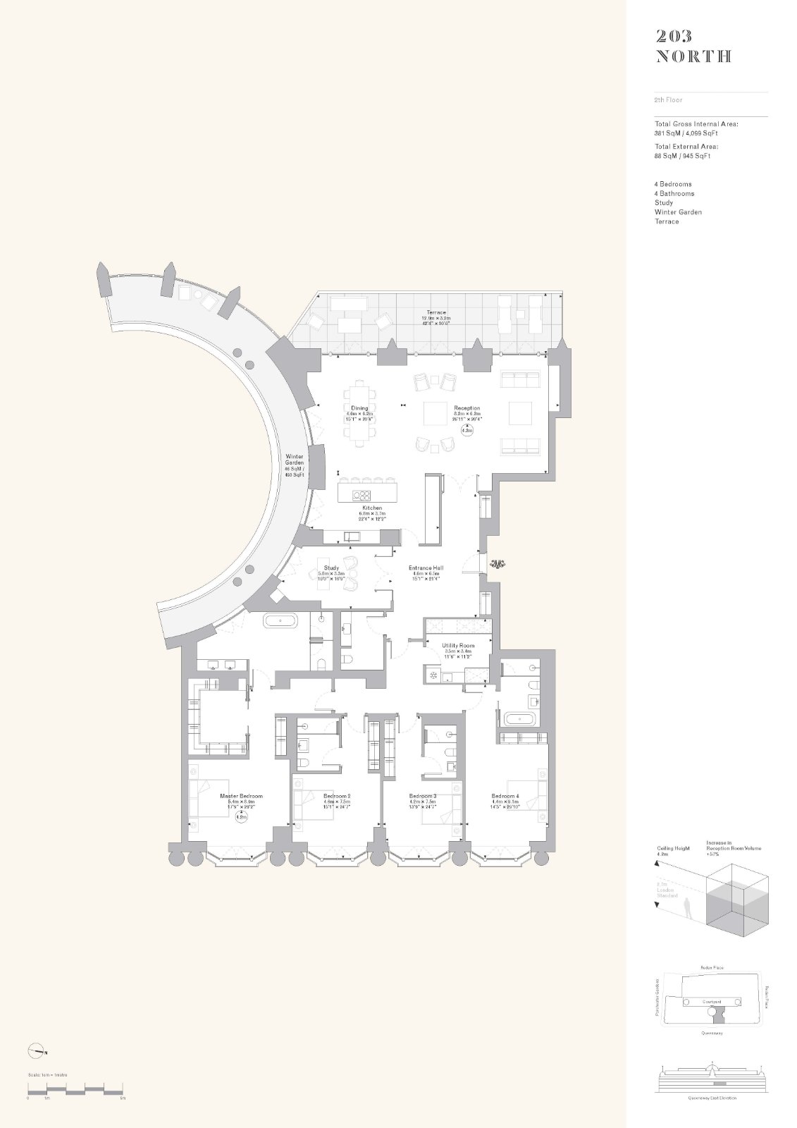 203 North The Whiteley,, The Whiteley, Queensway floorplan