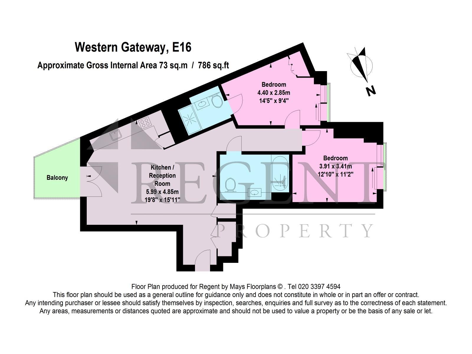 12, Flat 505, Western Gateway, London floorplan