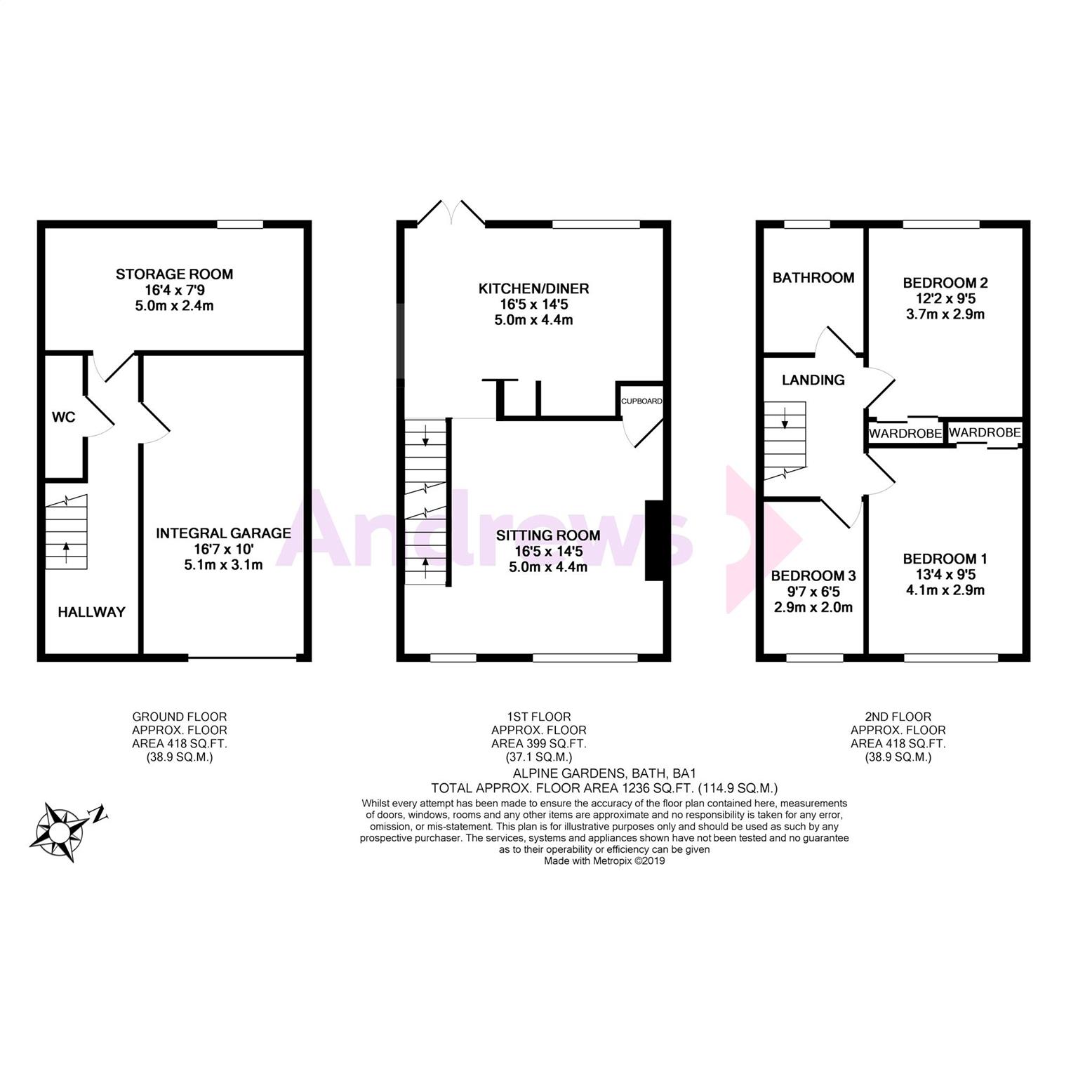 3 Bedrooms Terraced house for sale in Alpine Gardens, Bath, Somerset BA1