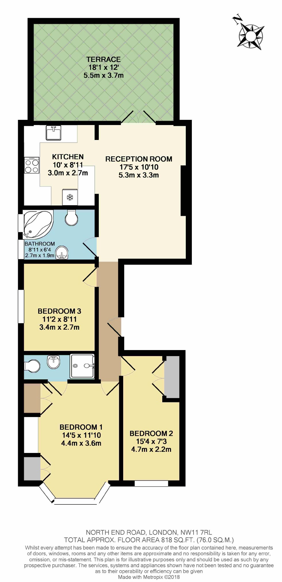 2 Bedrooms Flat for sale in North End Road, Golders Green NW11
