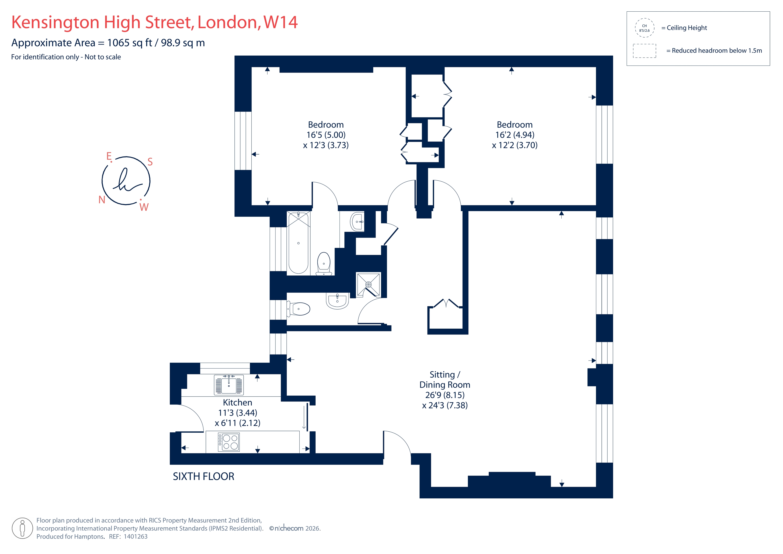 Flat 55, Kenton Court, Kensington High Street, London floorplan