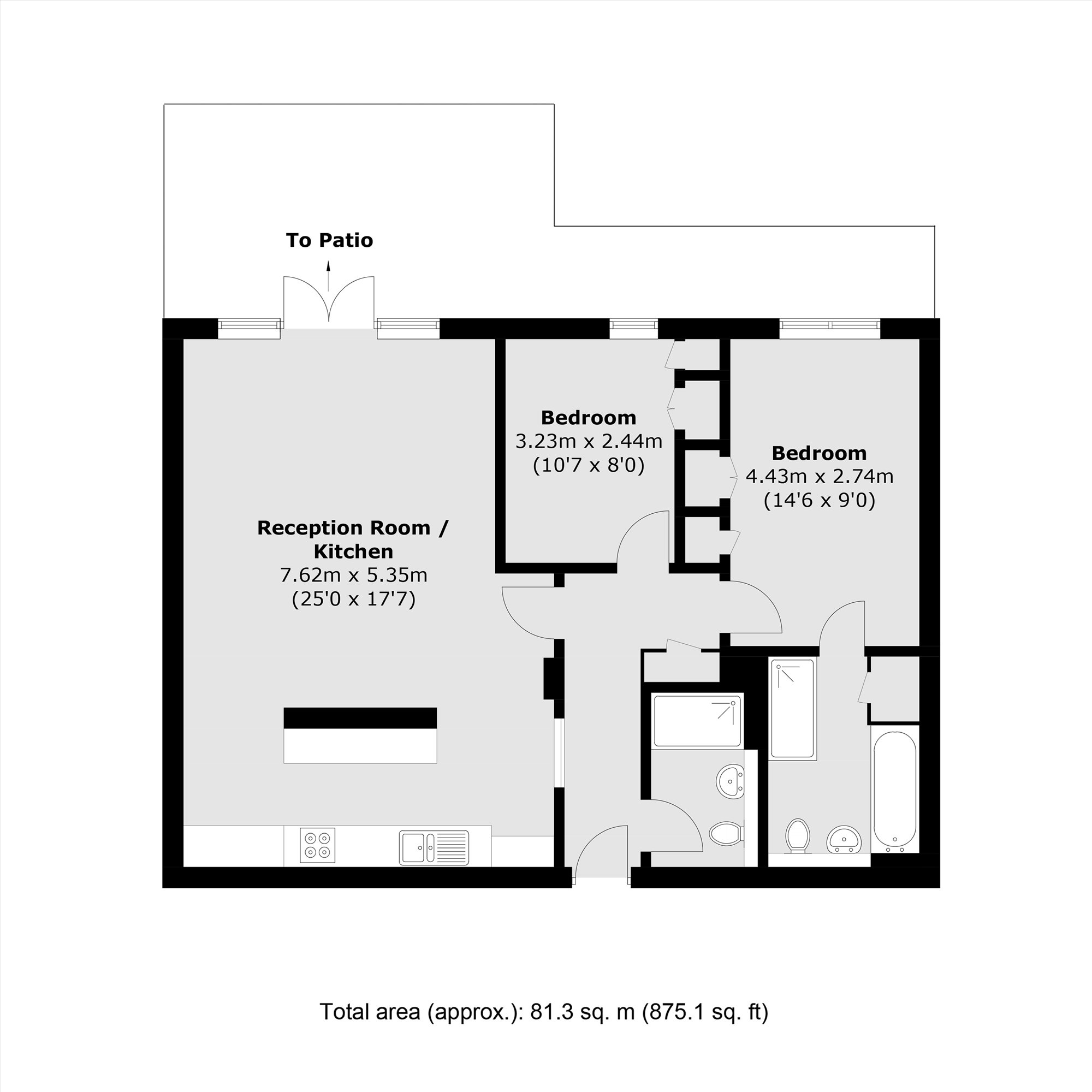 Apartment 2, 1, Town Meadow, Brentford floorplan