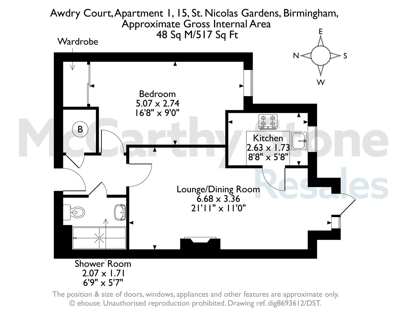 1 Awdry Court, 15 St. Nicolas Gardens, Birmingham floorplan