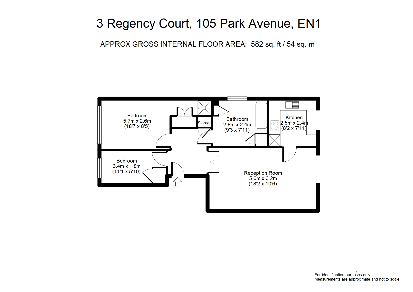 Flat 3, Regency Court, 105, Park Avenue, Middlesex floorplan