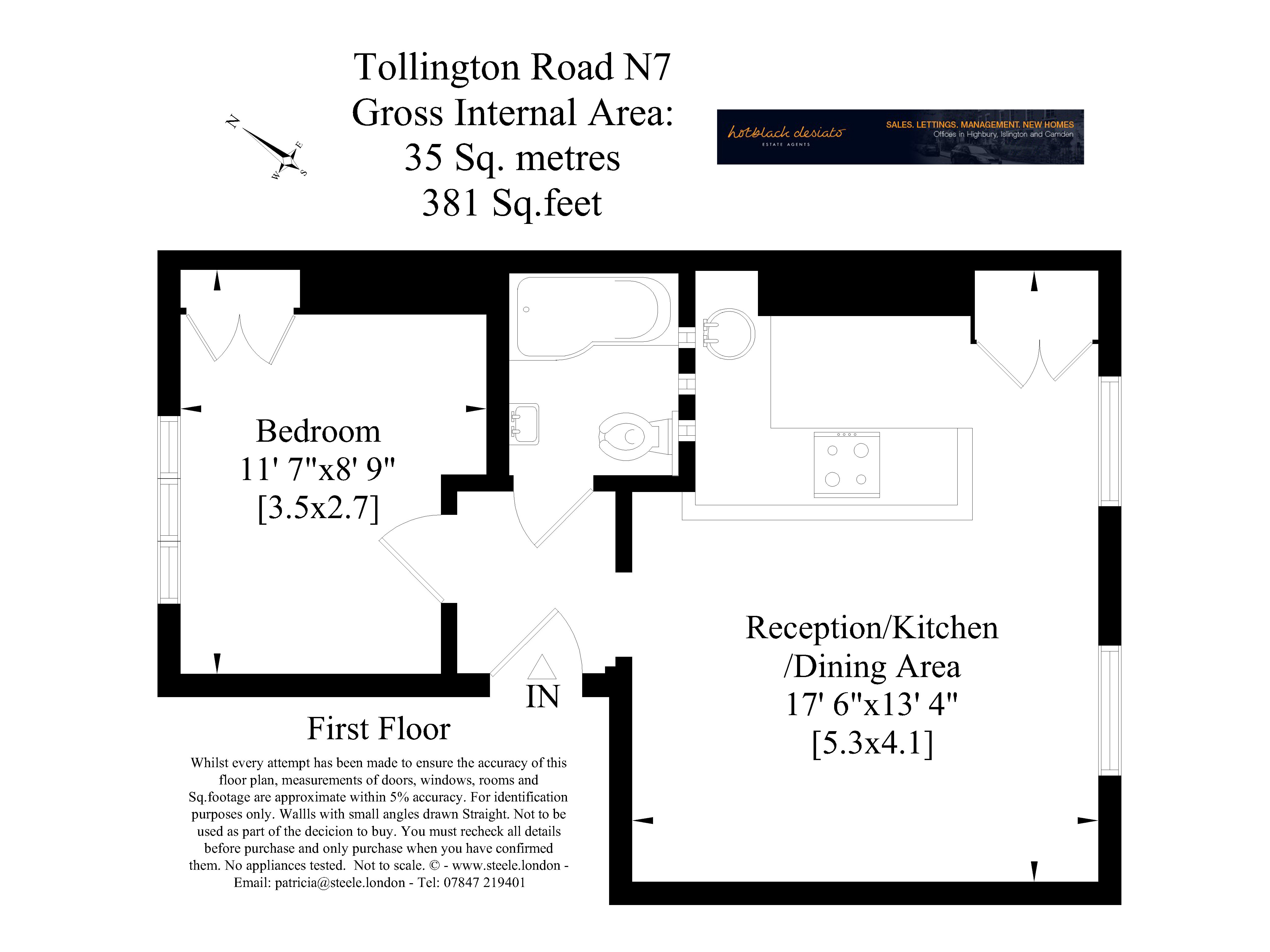 1 Bedrooms Flat to rent in Tollington Road, London N7