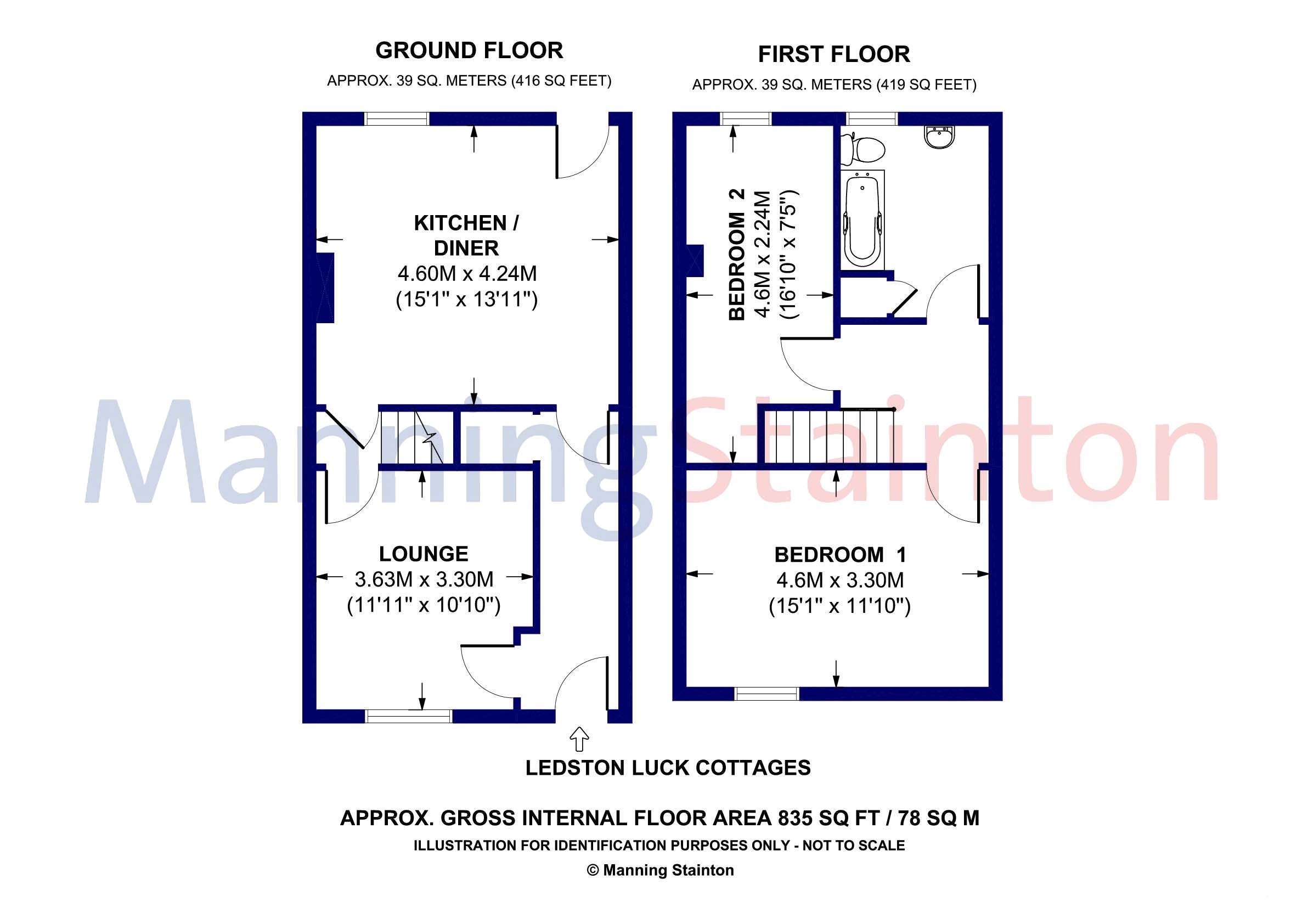 2 Bedrooms Terraced house for sale in Ledston Luck Cottages, Kippax, Leeds, West Yorkshire LS25