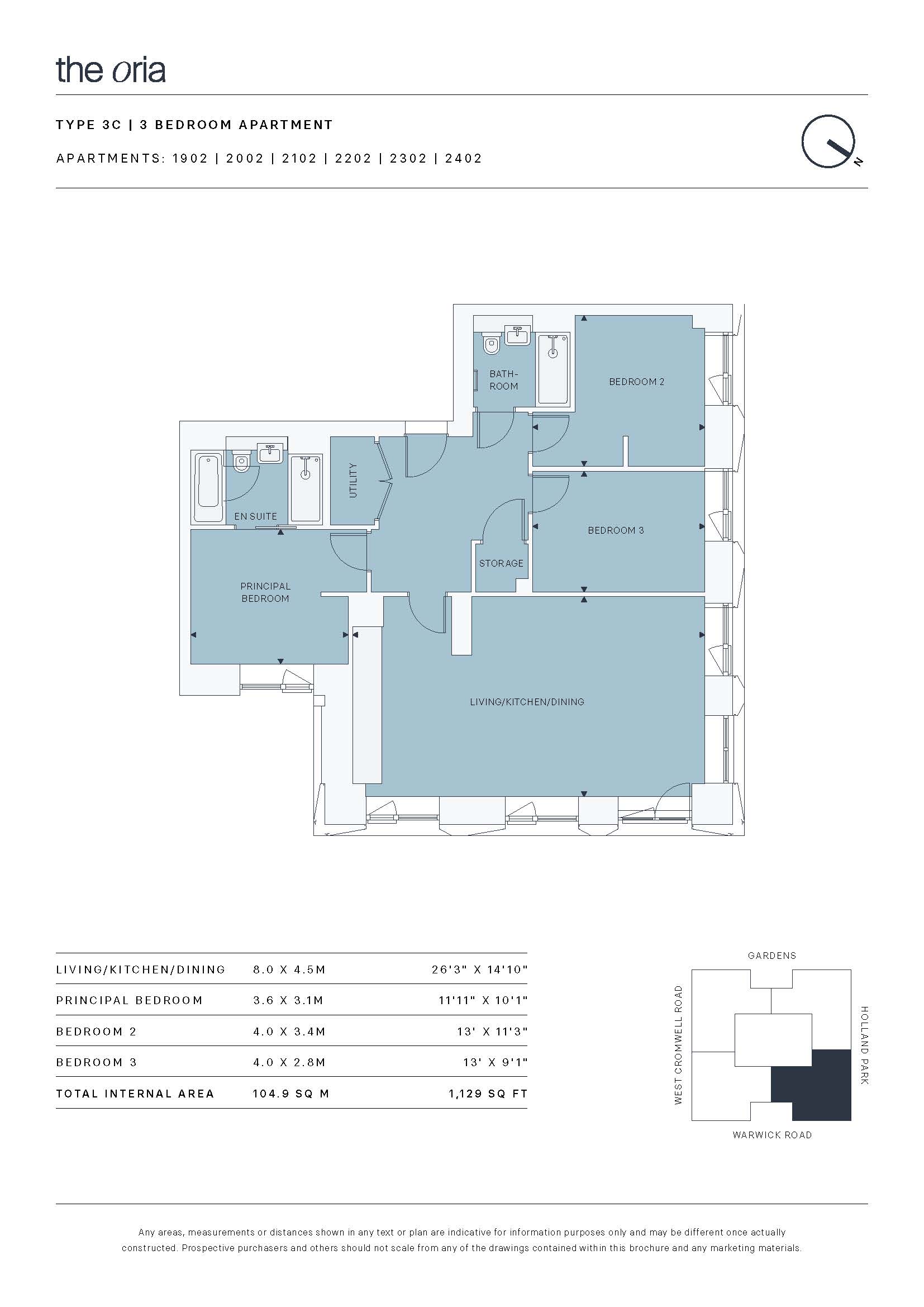 1902,, The Oria, 100 West Cromwell Road floorplan