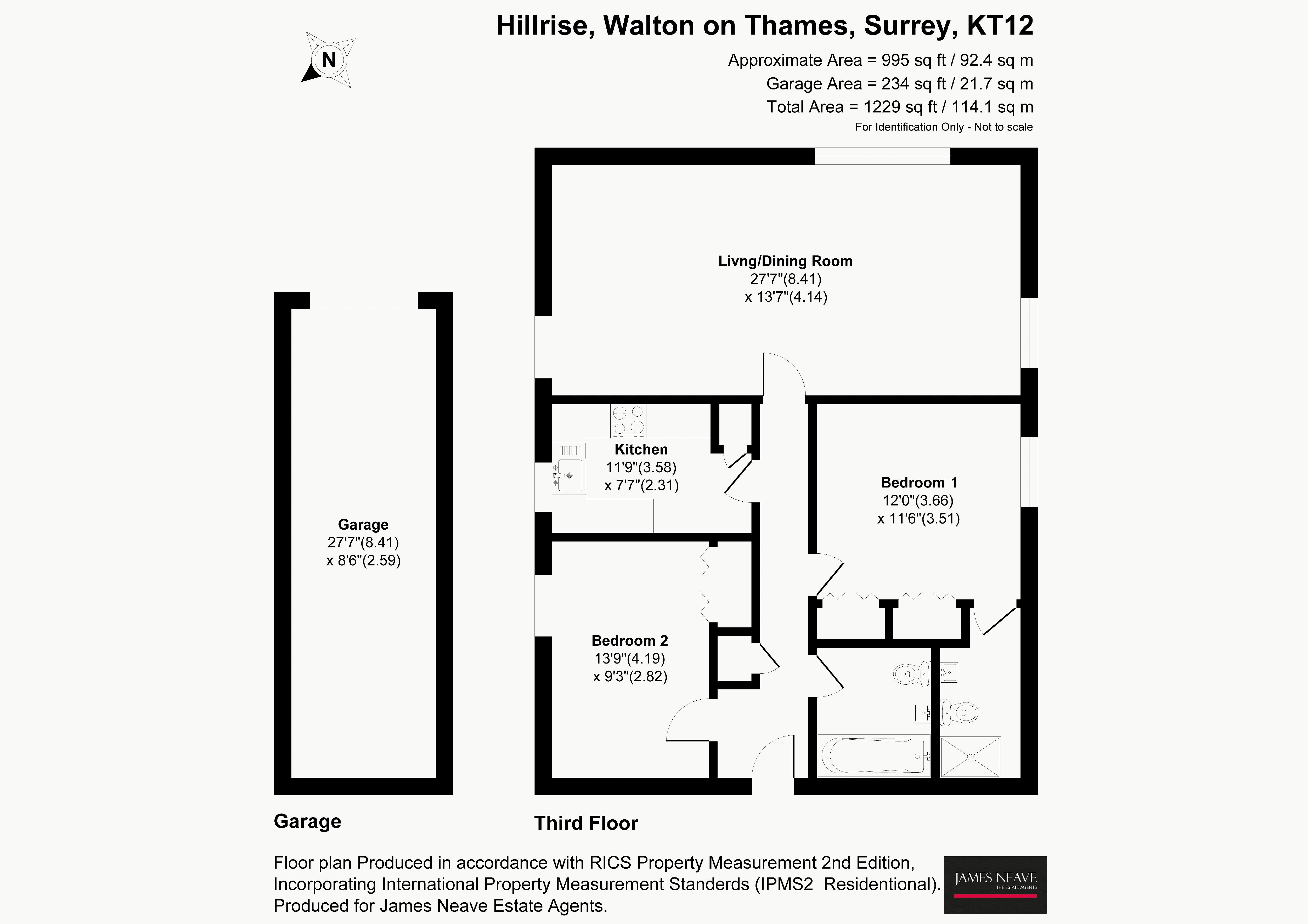 Flat 8, Hillrise, Walton-On-Thames floorplan