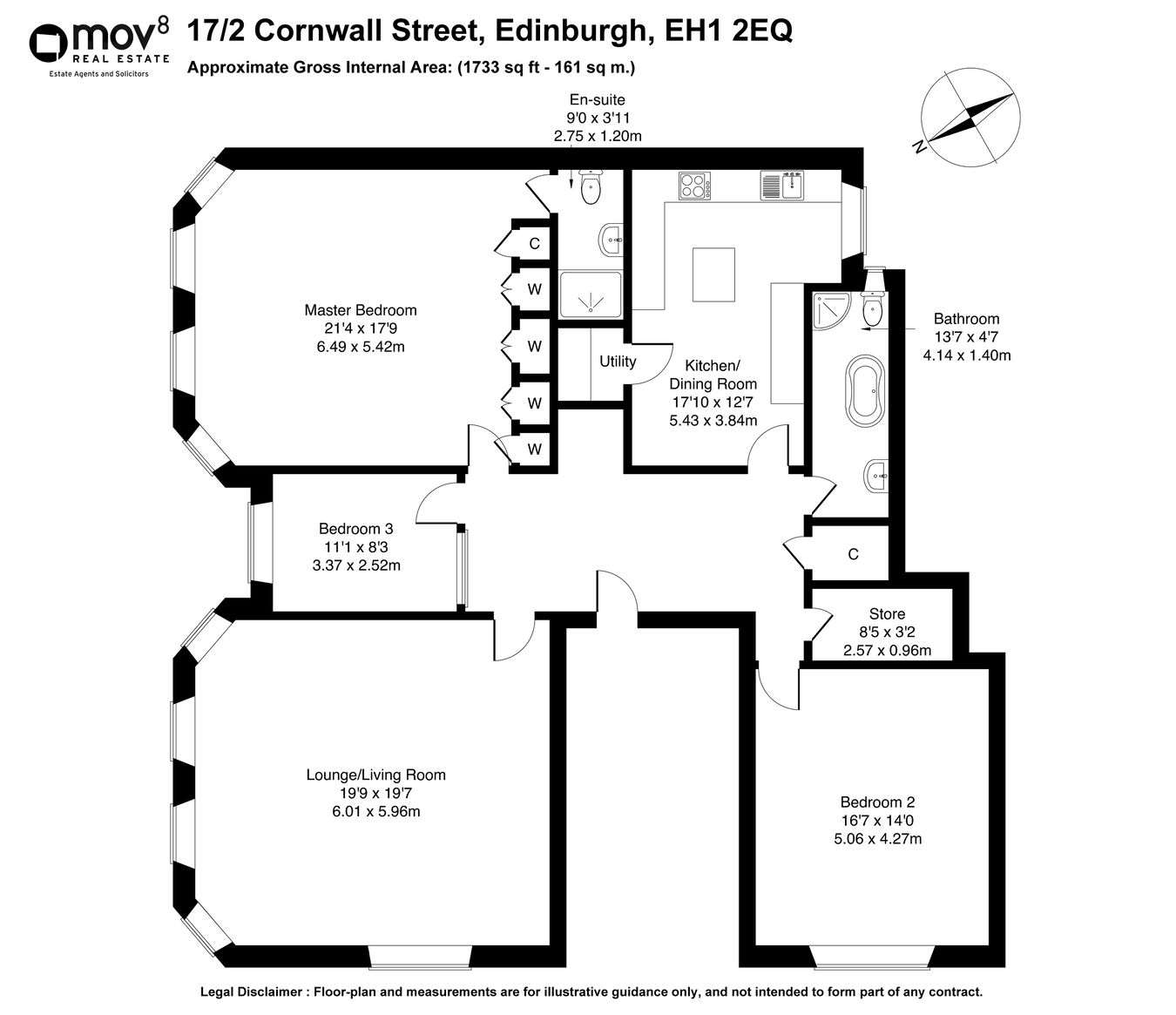 17/2, Cornwall Street, Edinburgh floorplan