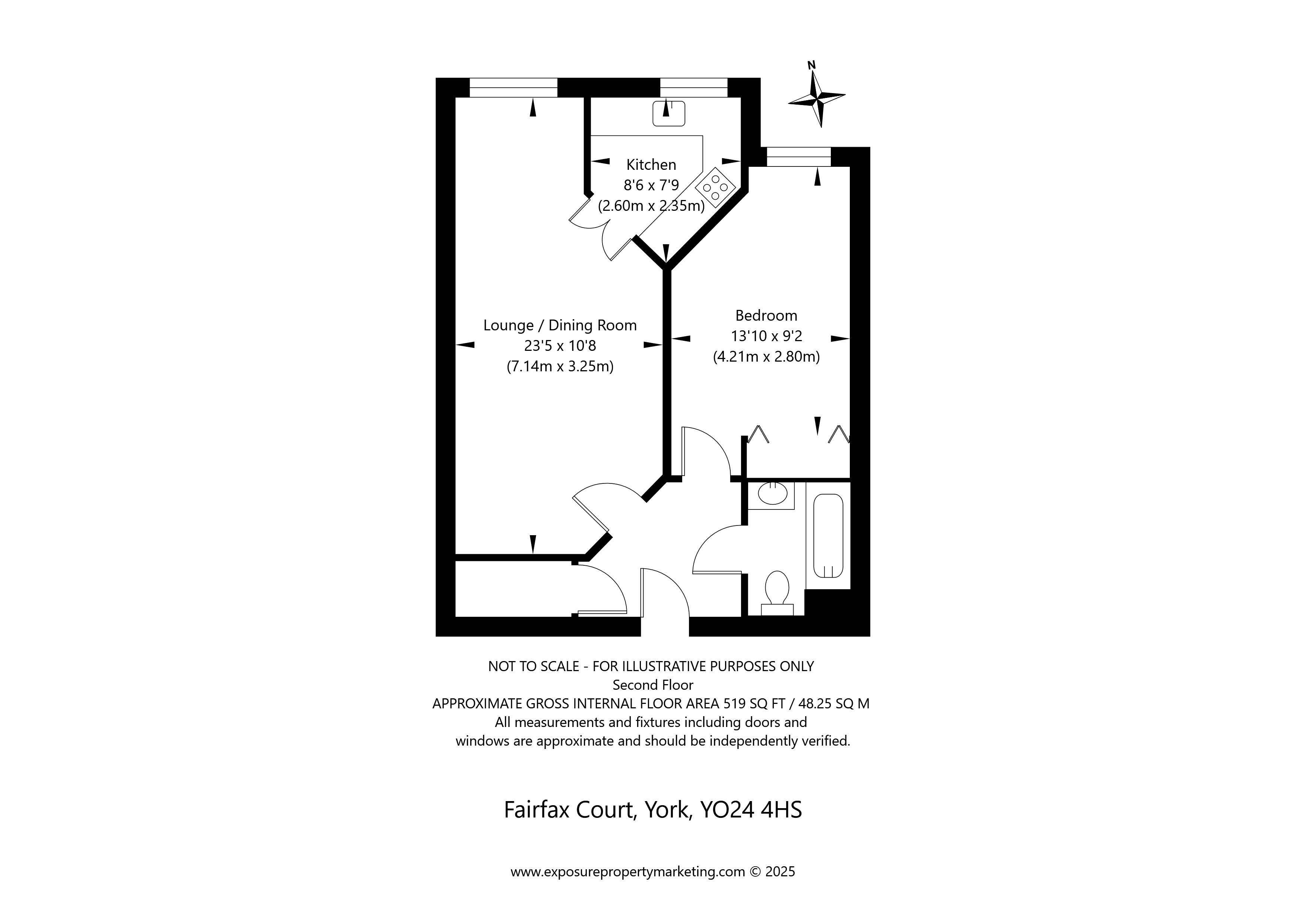 52 Fairfax Court,, Acomb Road, North Yorkshire floorplan